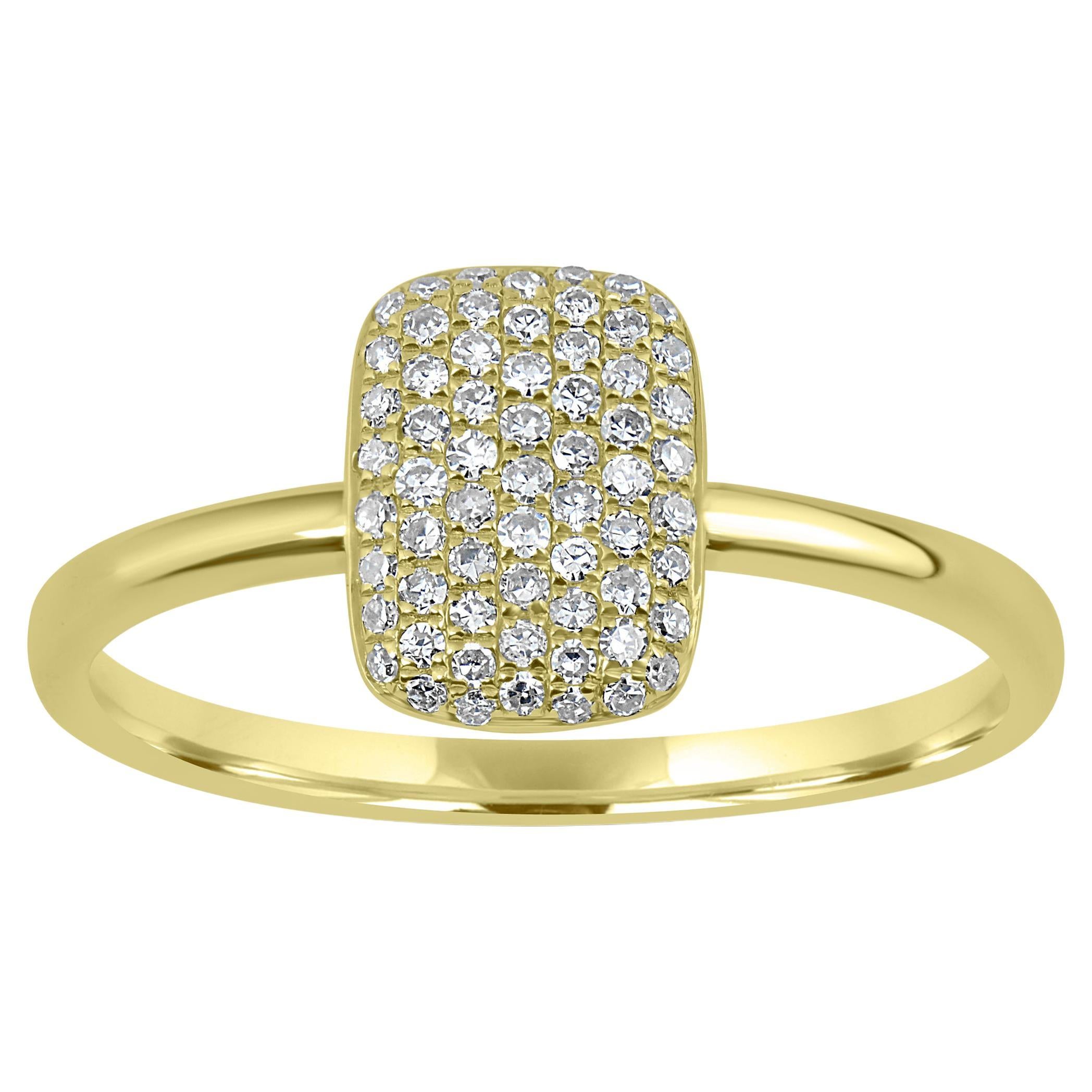 Luxle Round Pave Diamond Frame Ring in 18k Yellow Gold