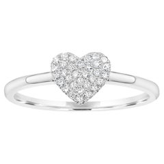 Luxle Round Pave Diamond Heart Ring in 18k White Gold