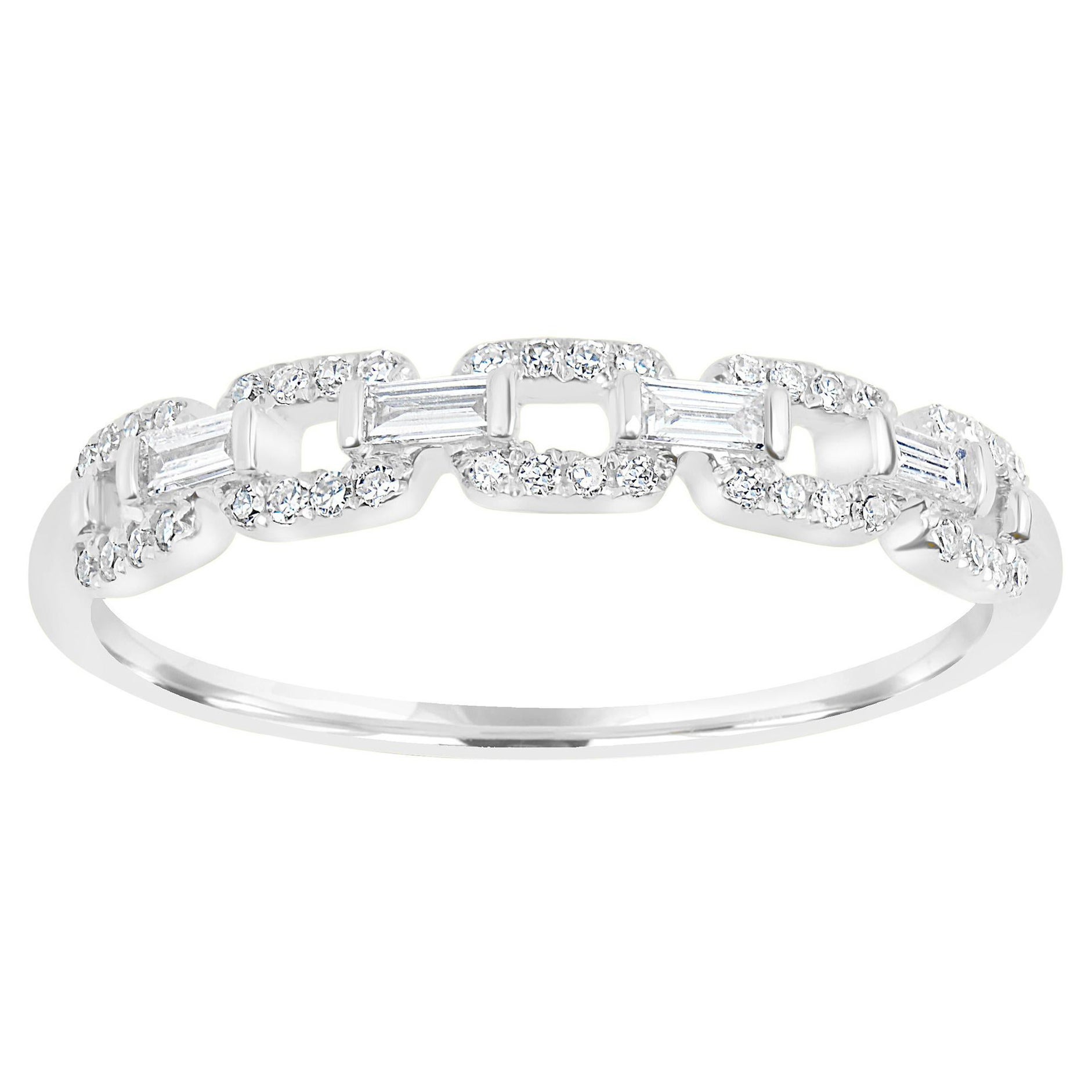 Luxle Round Pave Diamond Link Band Ring in 14k White Gold