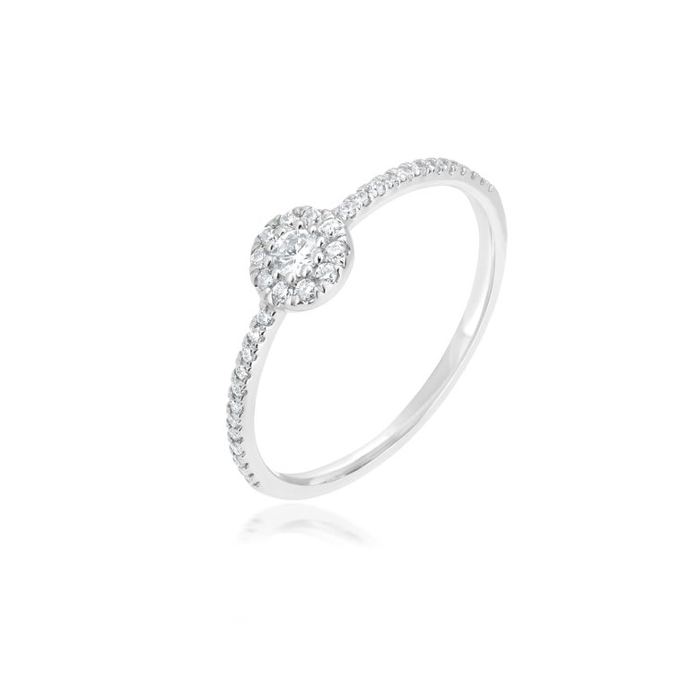 Luxle Round Shaped Diamond Cluster Ring in 18K White Gold For Sale at