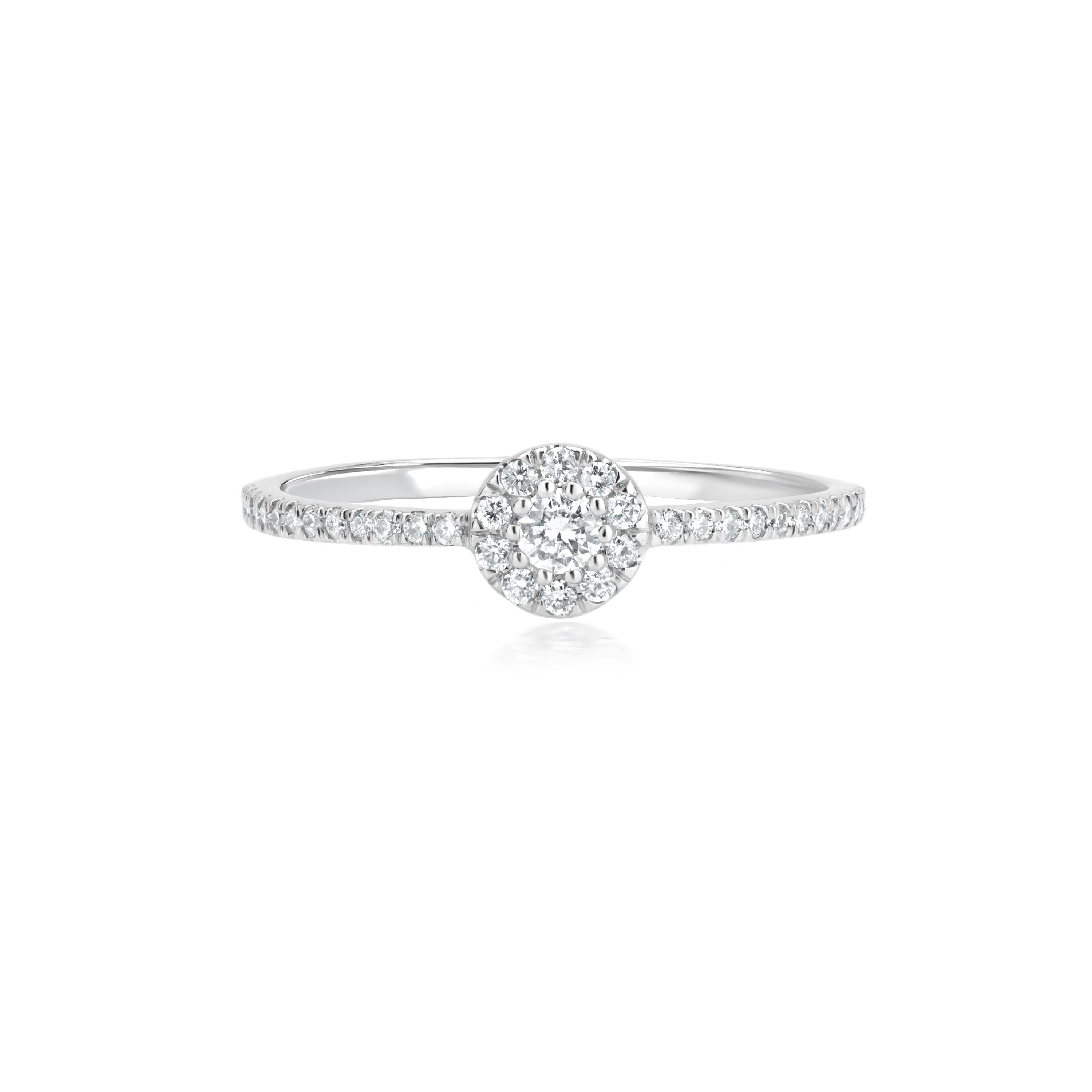 Round Cut Luxle Round Shaped Diamond Cluster Ring in 18k White Gold For Sale