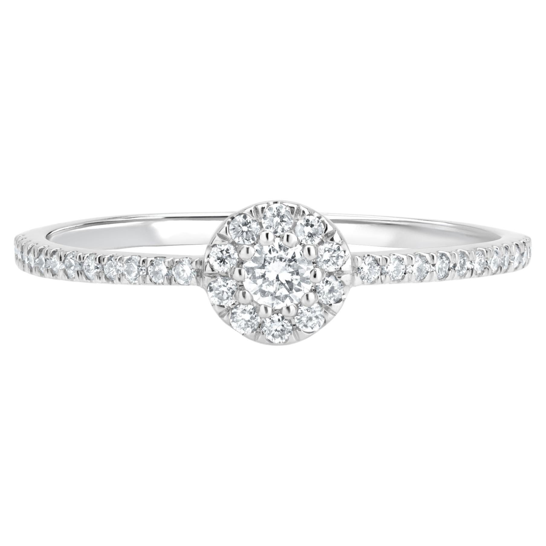 Luxle Round Shaped Diamond Cluster Ring in 18k White Gold For Sale