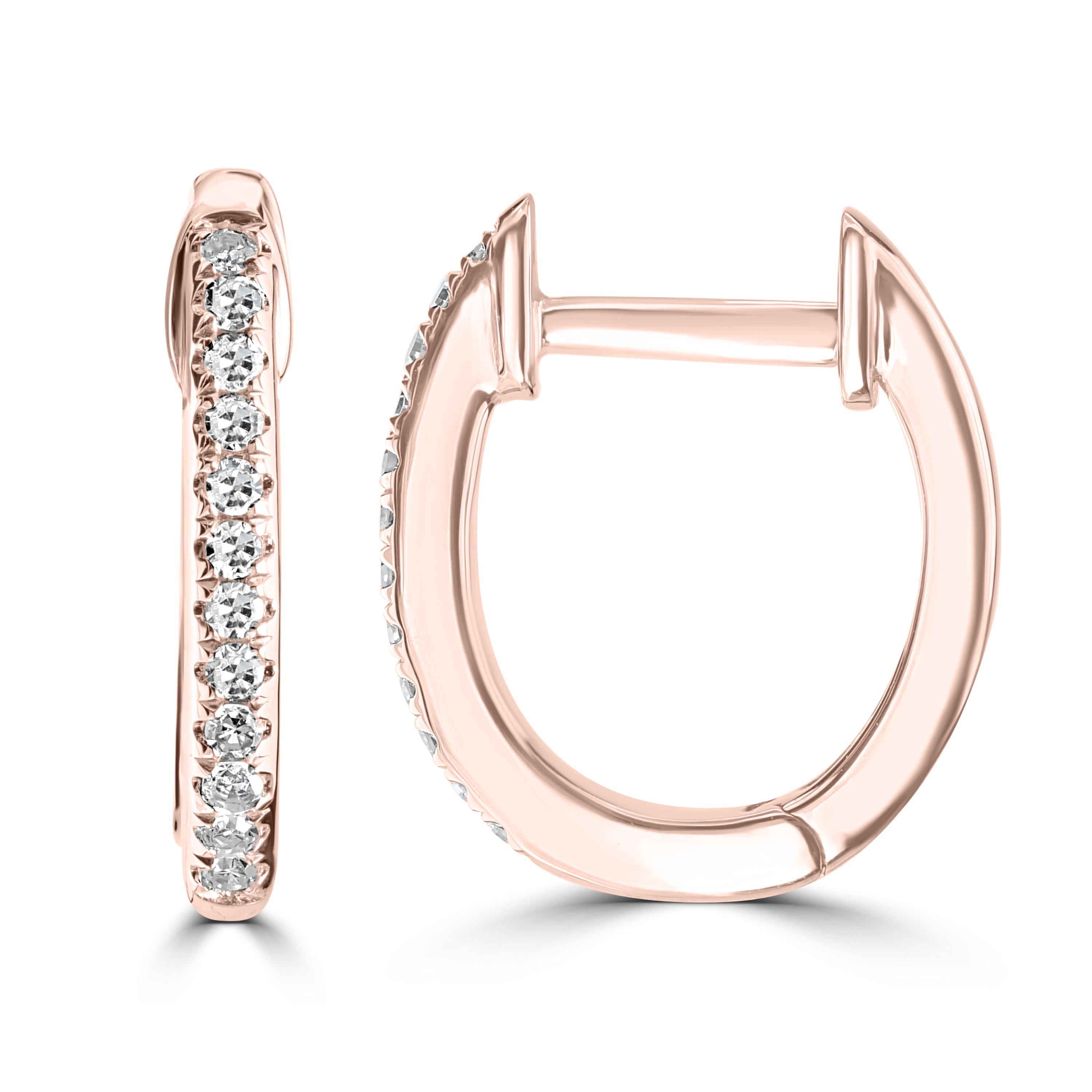 These Luxle adorable hoops glitter with 24 pave round diamonds. Handcrafted in 18K rose gold they come with huggie backs. Perfect for daily wear.

Please follow the Luxury Jewels storefront to view the latest collections & exclusive one of a kind