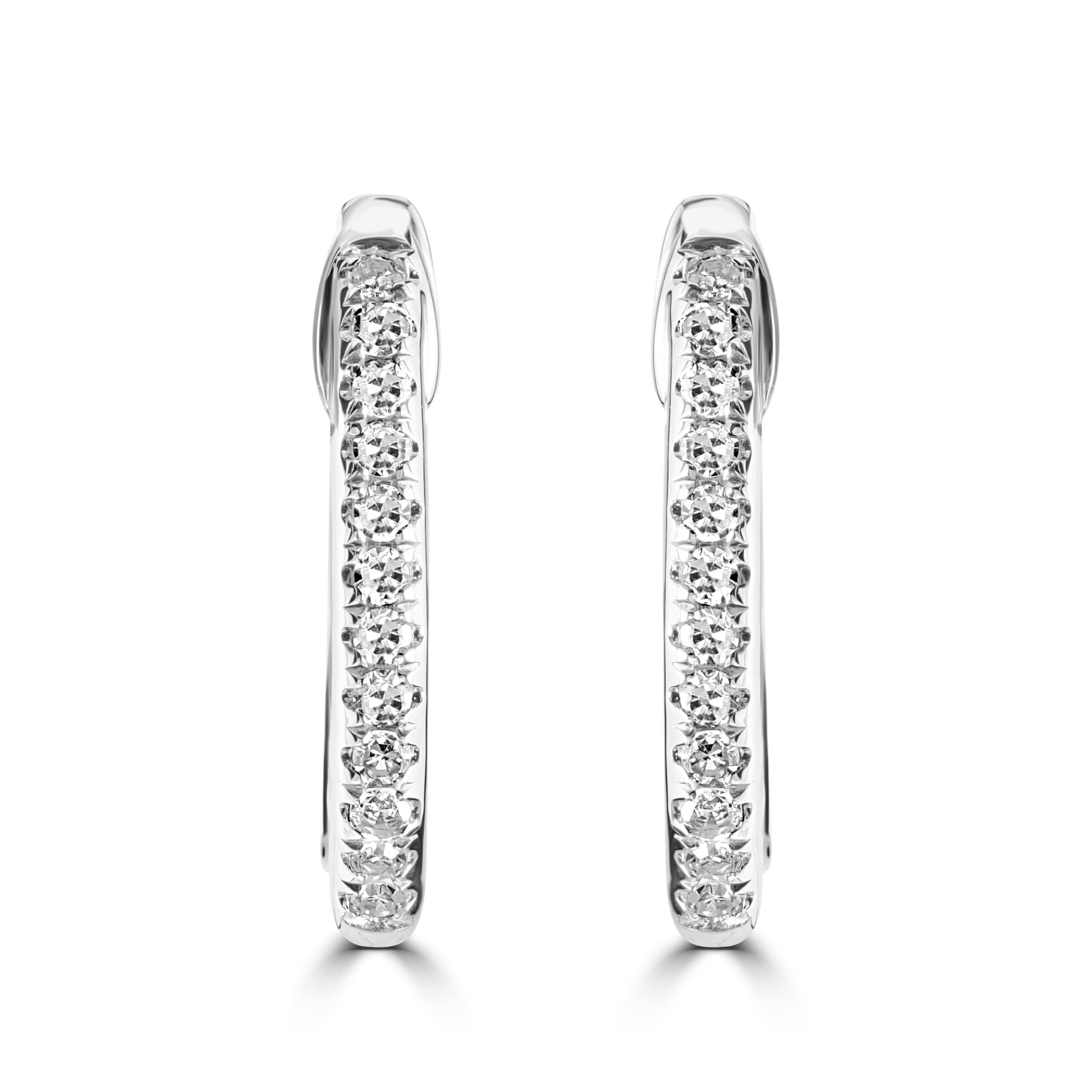 These Luxle adorable hoops glitter with 24 pave round diamonds. Handcrafted in 18K white gold they come with huggie backs. Perfect for daily wear.

Please follow the Luxury Jewels storefront to view the latest collections & exclusive one of a kind
