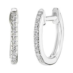 Luxle Pendientes de aro redondos con diamantes de talla única en oro blanco de 18k