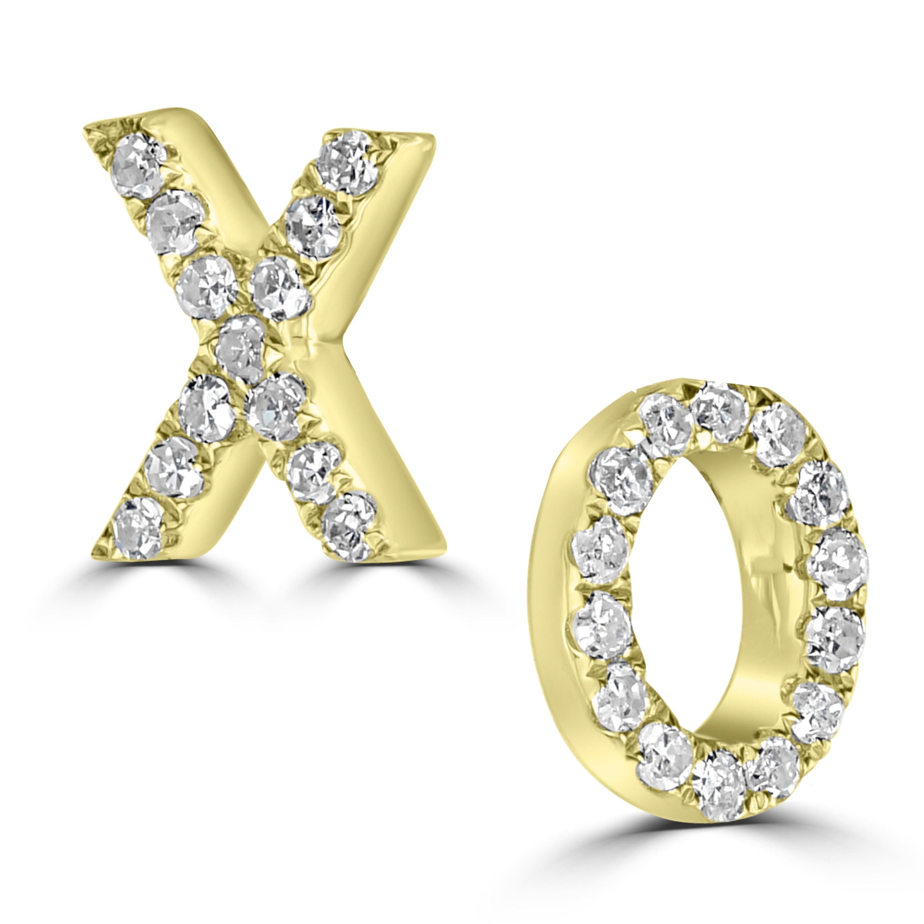 A unique but chic addition to your wardrobe. These Luxle fashionable X O studs are studded with 27 round diamonds on pave. They come with gold posts and clutch backs.

Please follow the Luxury Jewels storefront to view the latest collections &