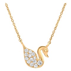 Luxle Swan Diamond Pendant Necklace in 18k Yellow Gold
