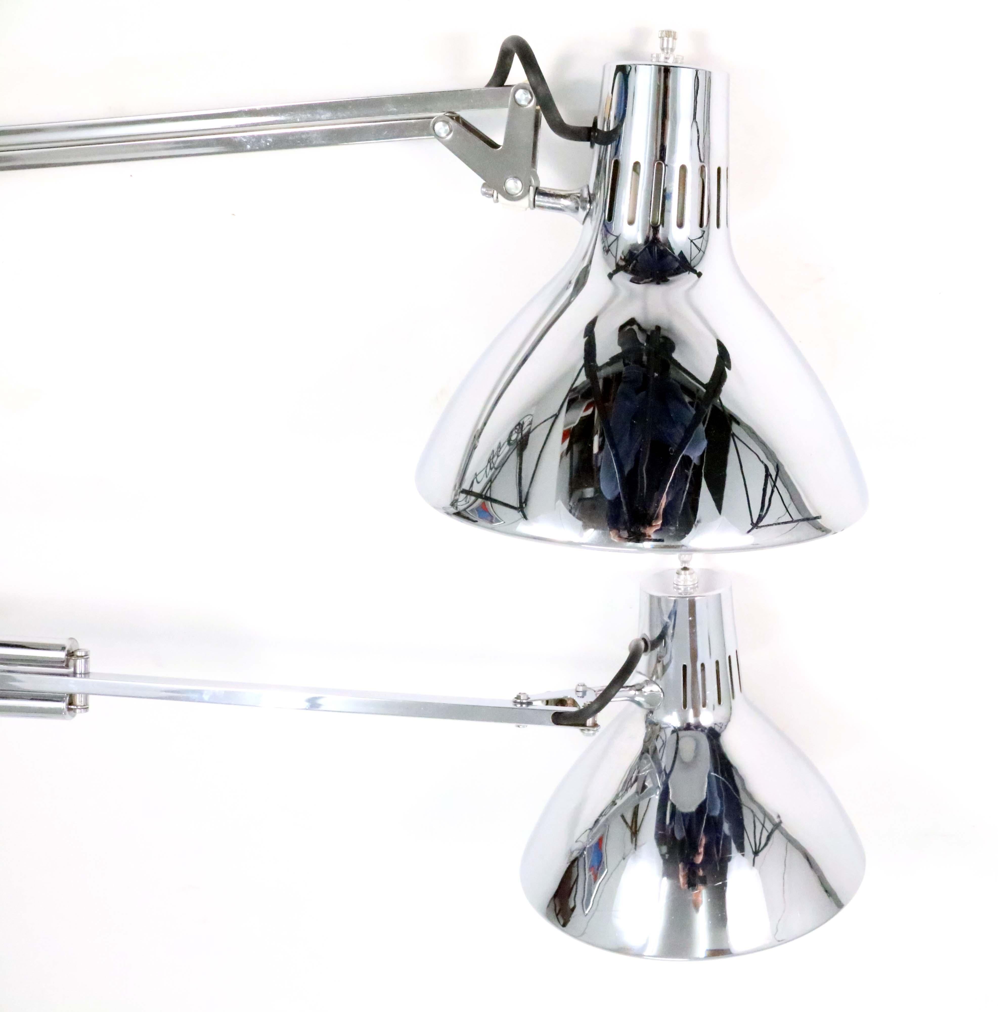 American Luxo Articulating Desk Lamps in Chrome by Jac Jacobsen