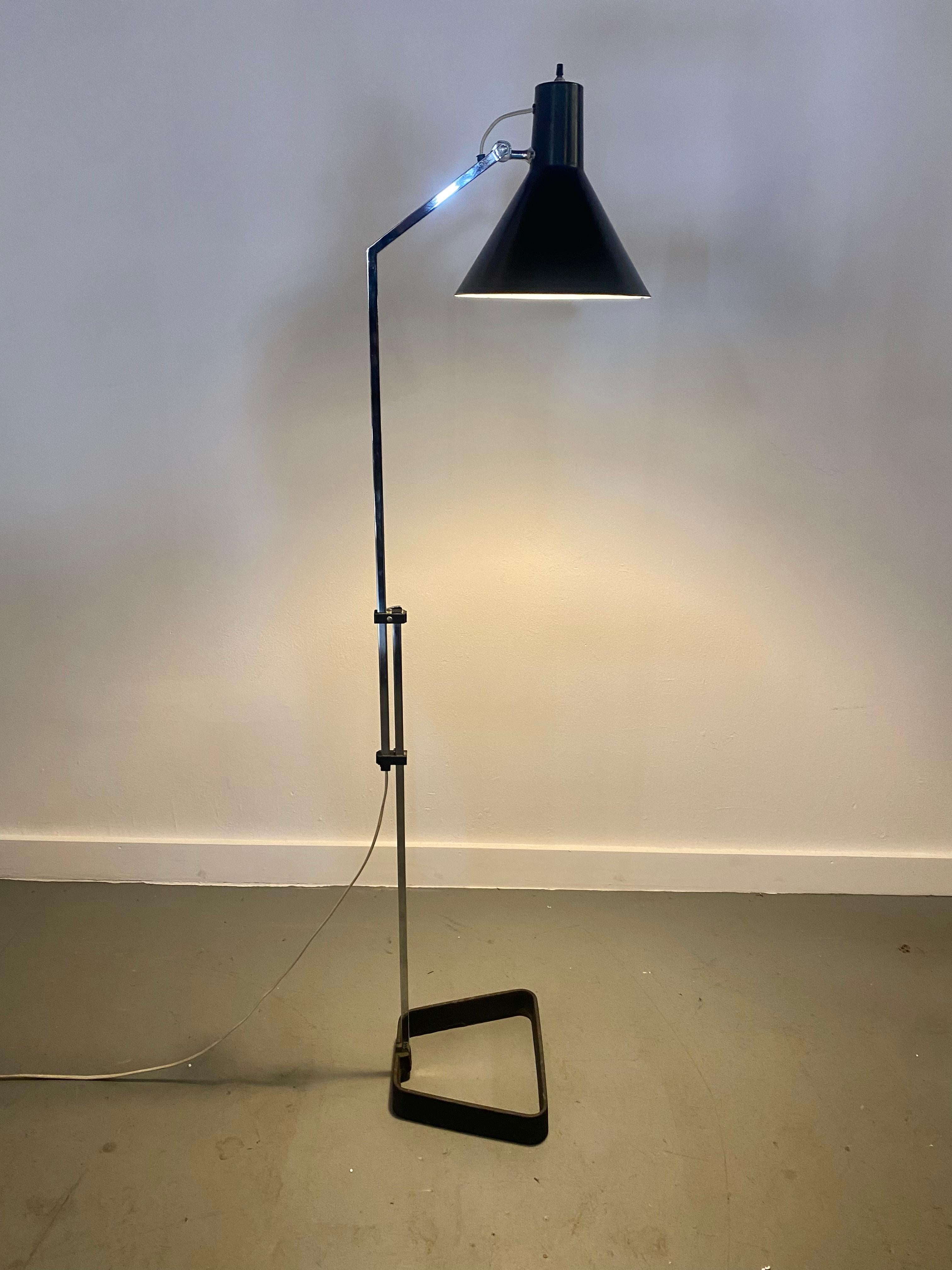 Metal Luxo Floor Lamp Designed by Jac Jacobsen Rarer Version