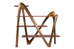 Amorph Luxor Bookcase with Solid Walnut and Gold Finish