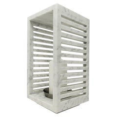 Luxor - Contemporary Candle Lantern in Carrara Marble -  (Medium Size)