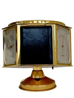 Luxor Midcentury Gilt Desk Clock and Weather Compendium