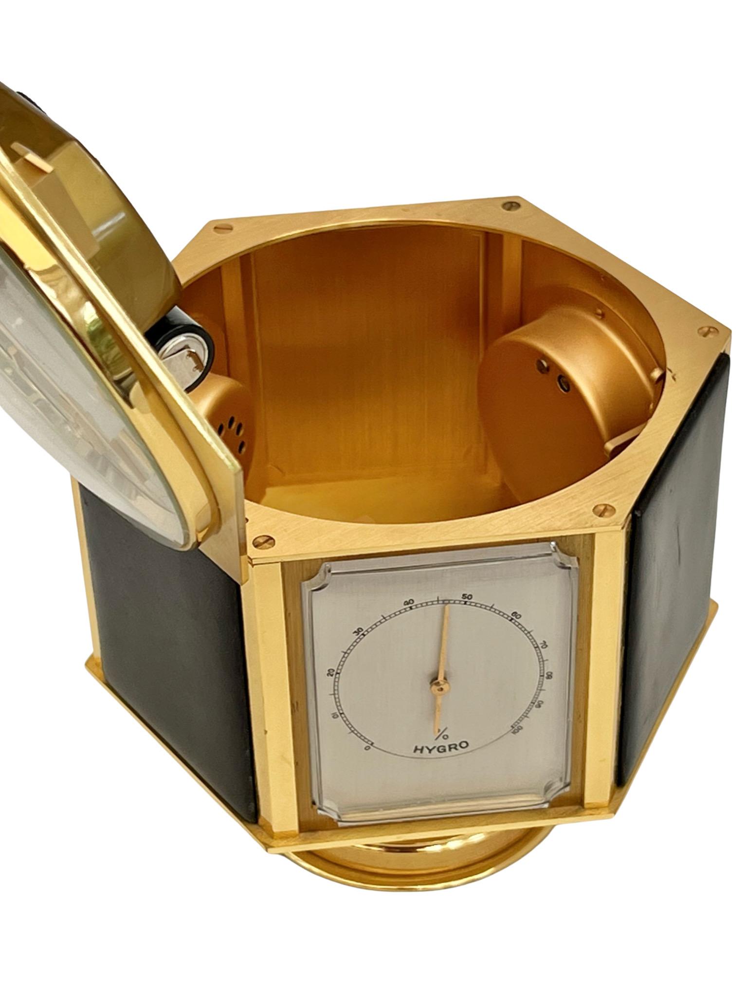 Luxor Midcentury Gilt Desk Clock and Weather Compendium In Good Condition For Sale In London, GB