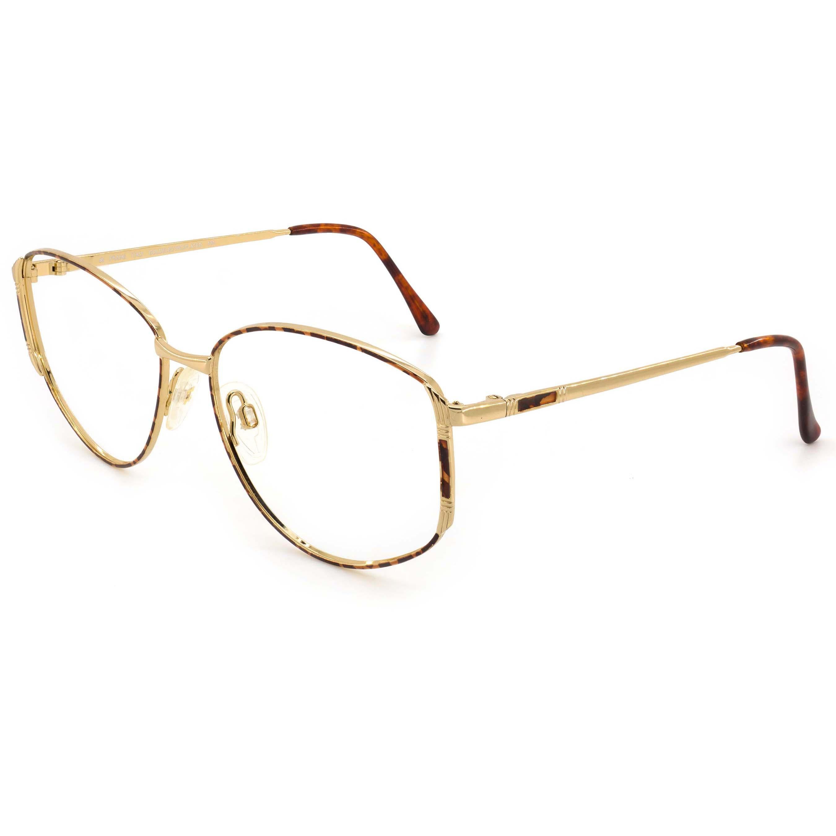 Beige Cadre en verres vintage Luxottica doréelectroplaqué en vente