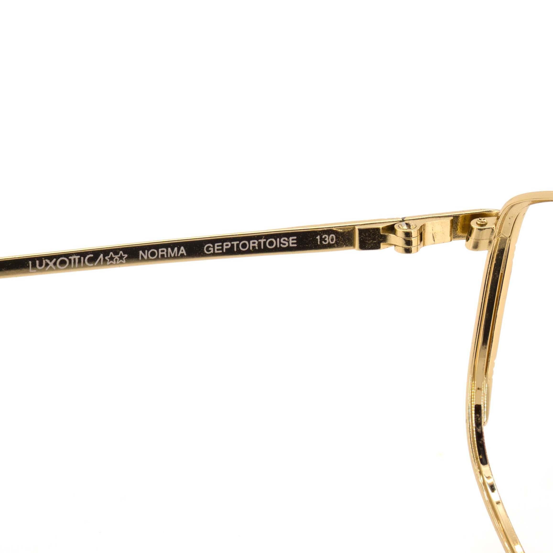 Beige Luxottica goldenelectroplated vintage glasses frame For Sale