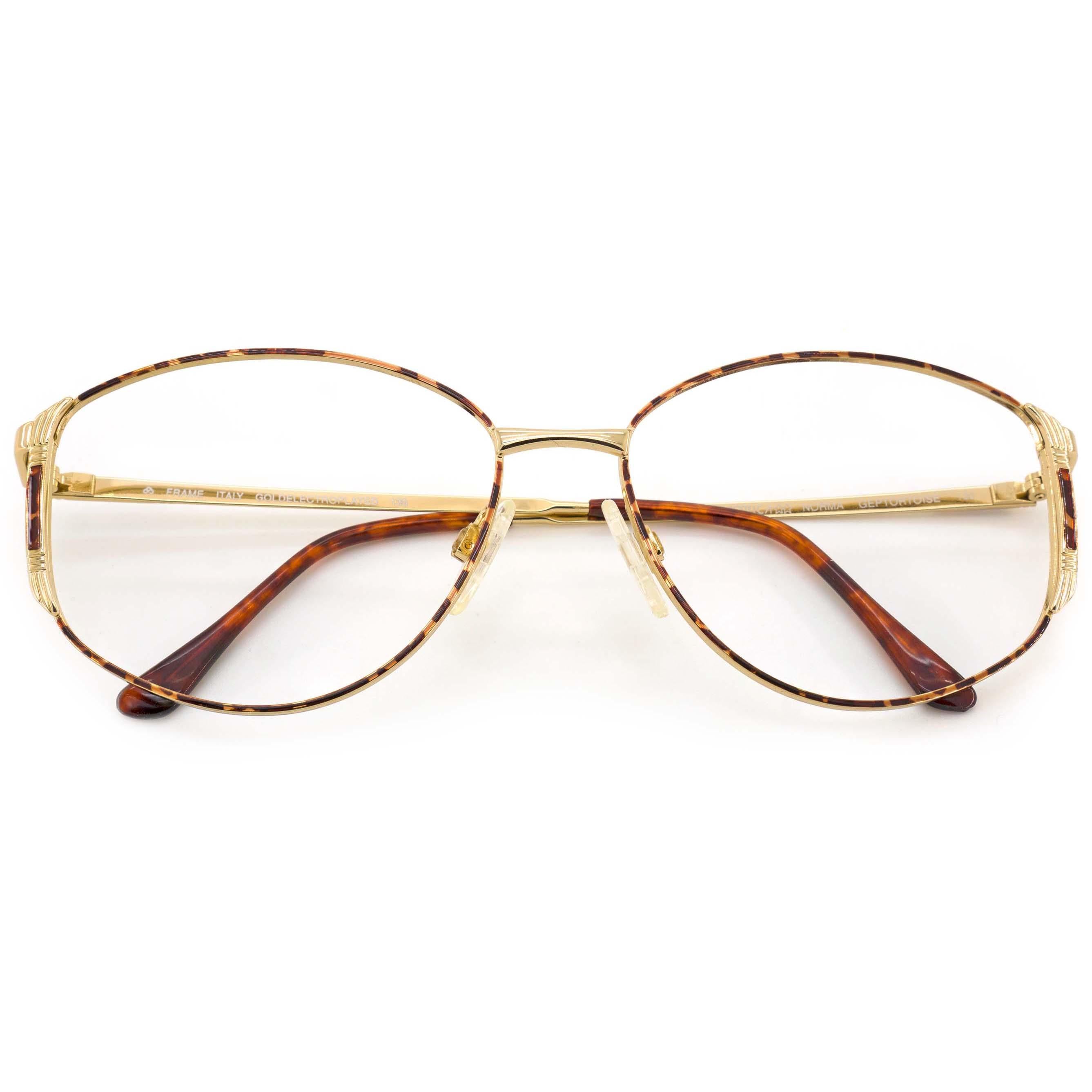 Luxottica goldenelectroplated vintage glasses frame In Excellent Condition For Sale In Santa Clarita, CA
