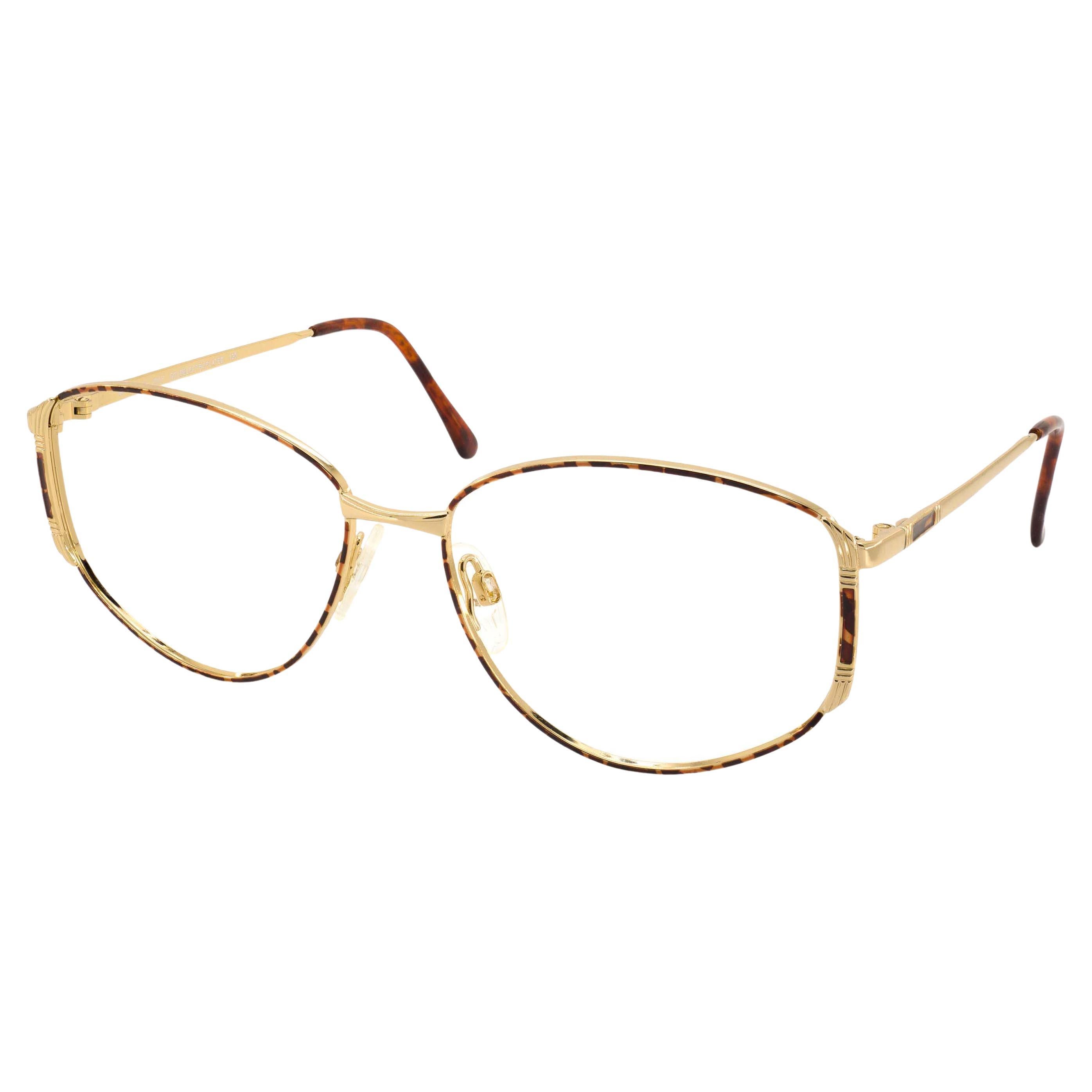 Luxottica goldenelectroplated vintage glasses frame For Sale