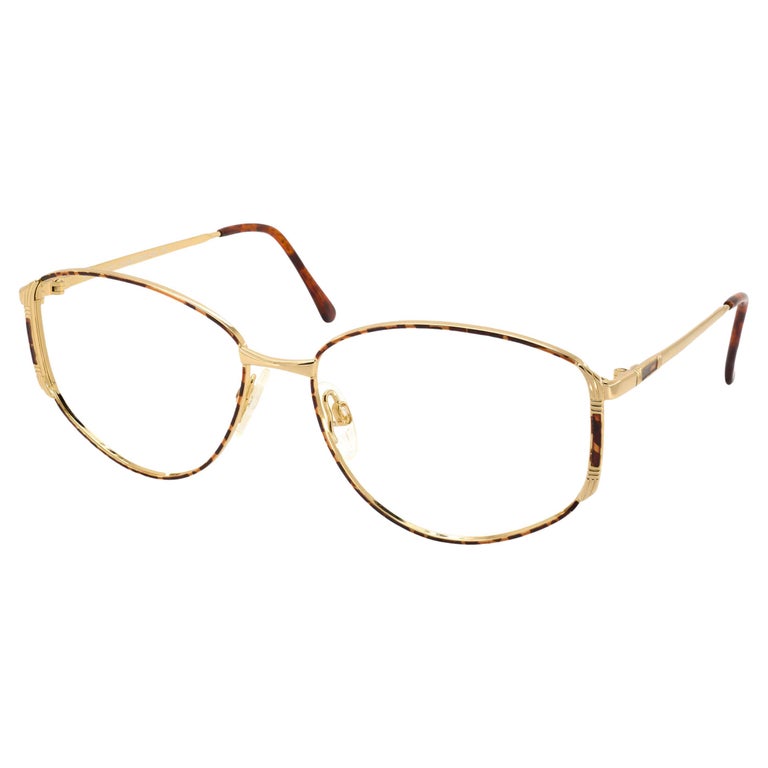 Luxottica goldenelectroplated vintage glasses frame For Sale at 1stDibs