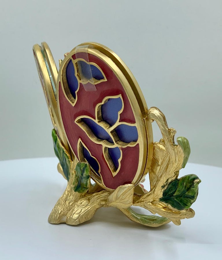 Luxuriant Jay Strongwater Double Oval Picture Frame with Enamel Jeweled