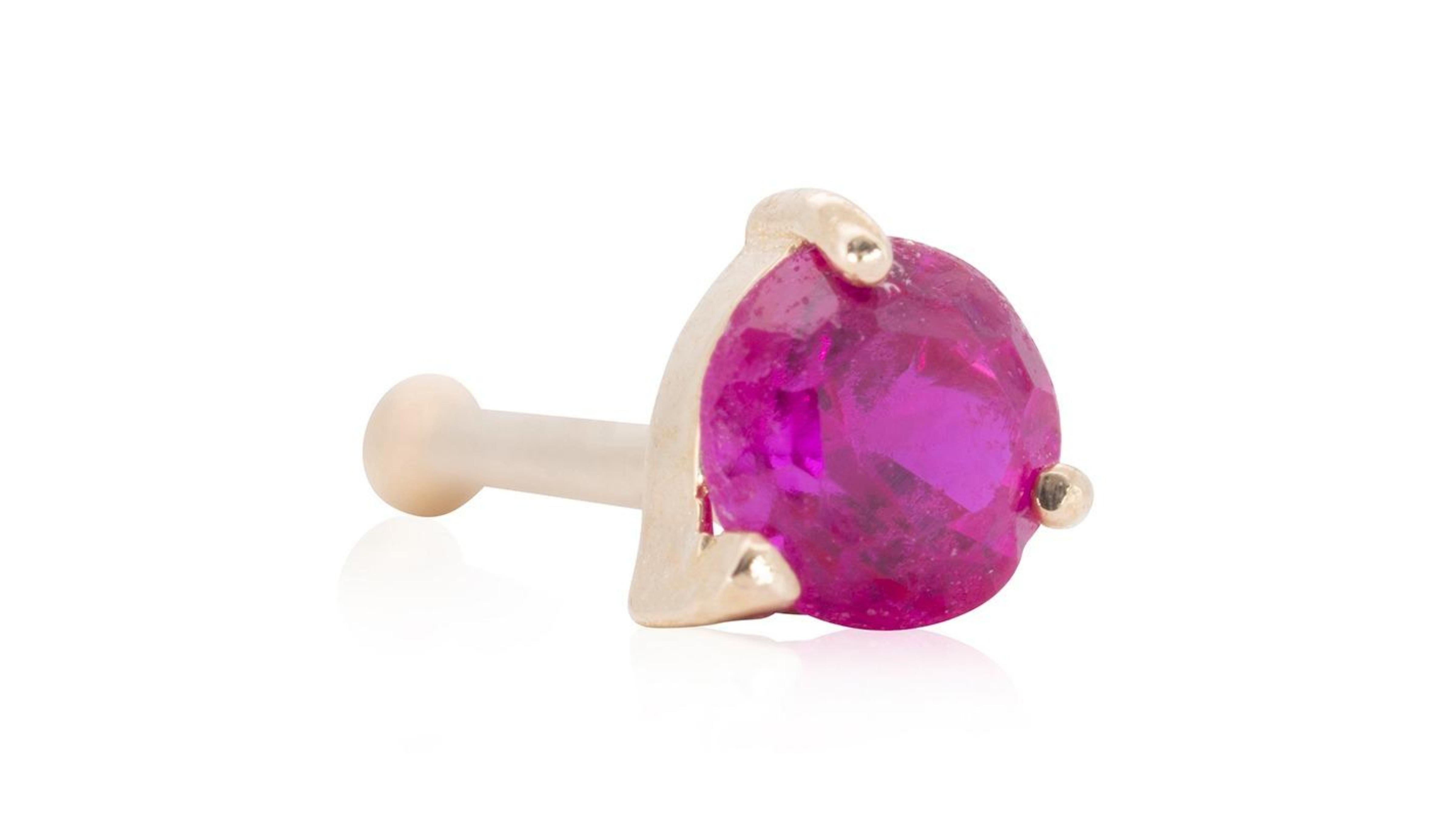 Round Cut Luxurious 0.03 ct. Round Ruby Nose Piercing For Sale