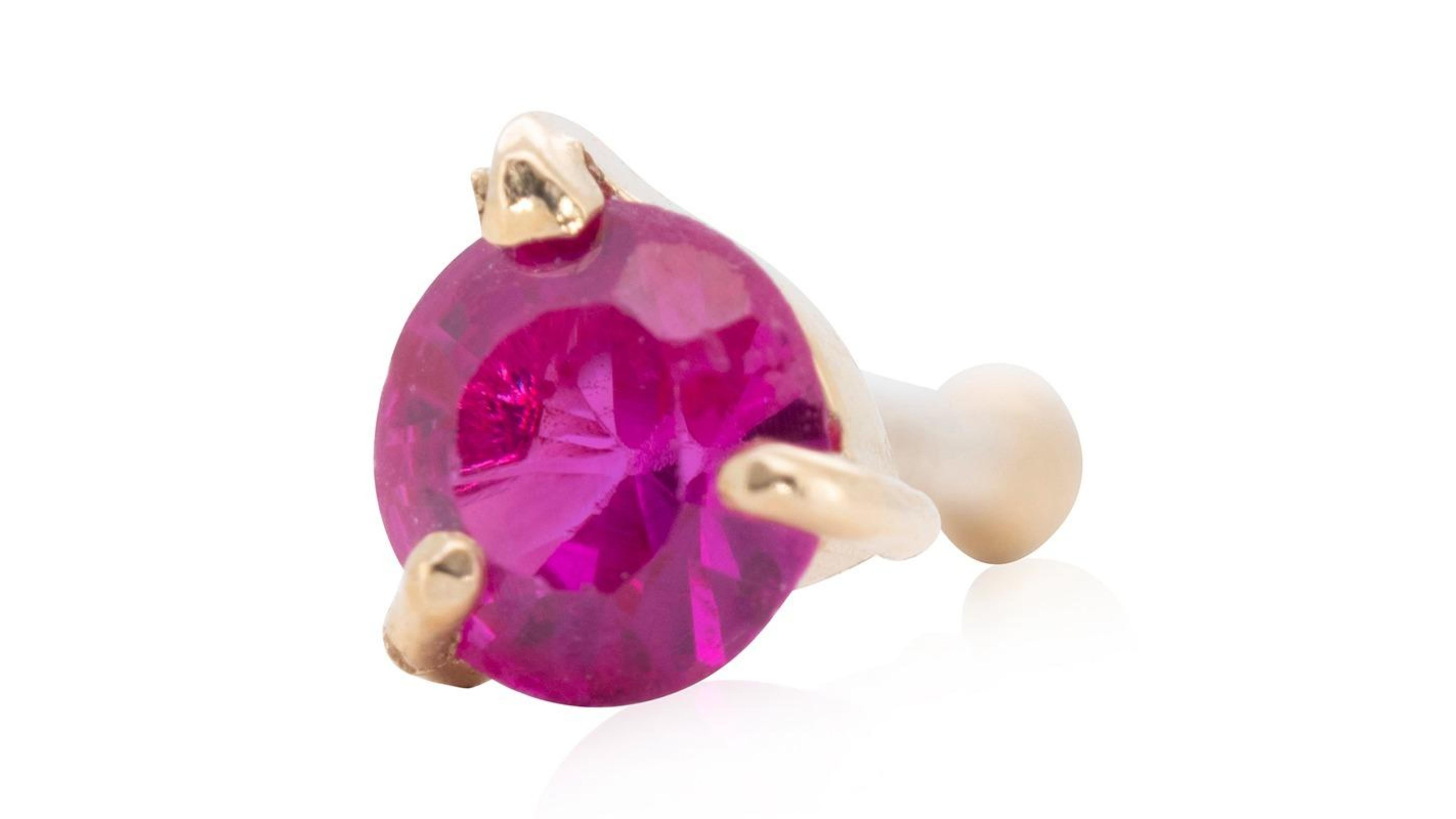 Round Cut Luxurious 0.03 ct. Round Ruby Nose Piercing For Sale