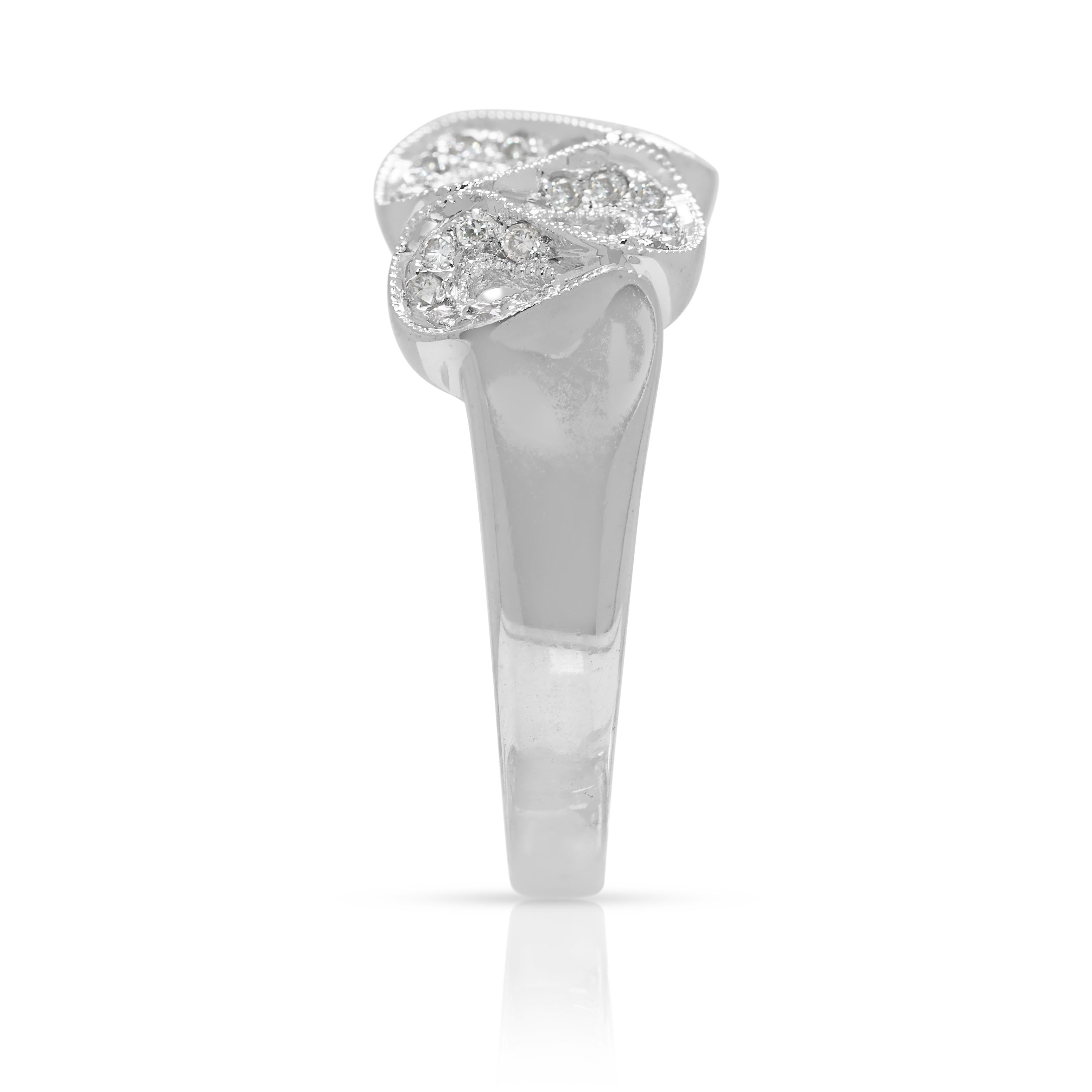 Women's Luxurious 0.19ct Natural Diamond Filigree Design Ring in 18K White Gold For Sale