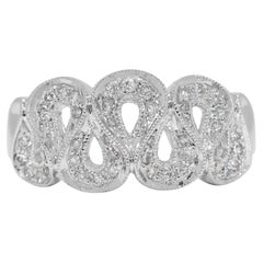 Luxurious 0.19ct Natural Diamond Filigree Design Ring in 18K White Gold