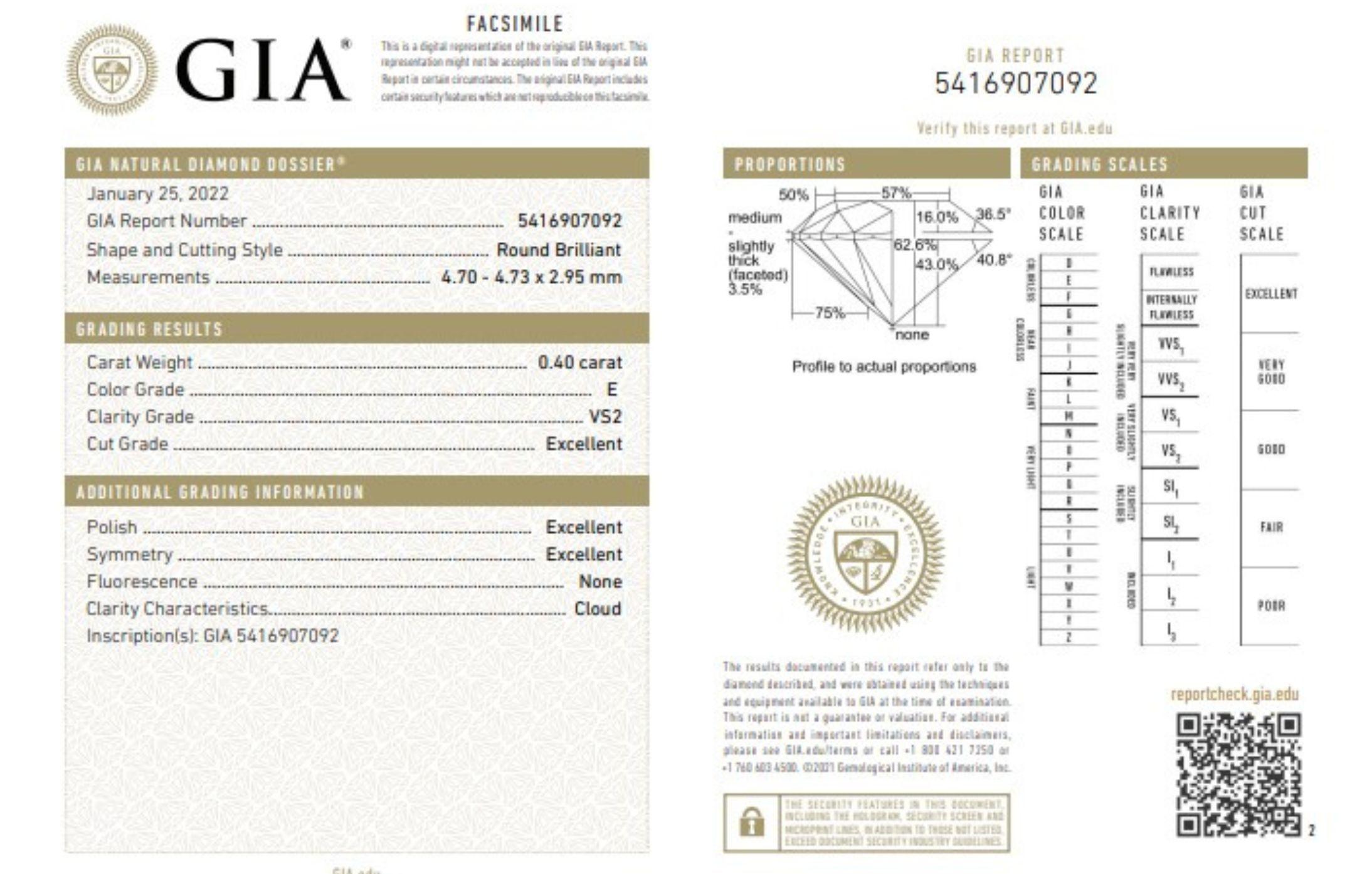 Luxuriöser 0,4 ct. Runder Brillant-Diamantring im Angebot 2