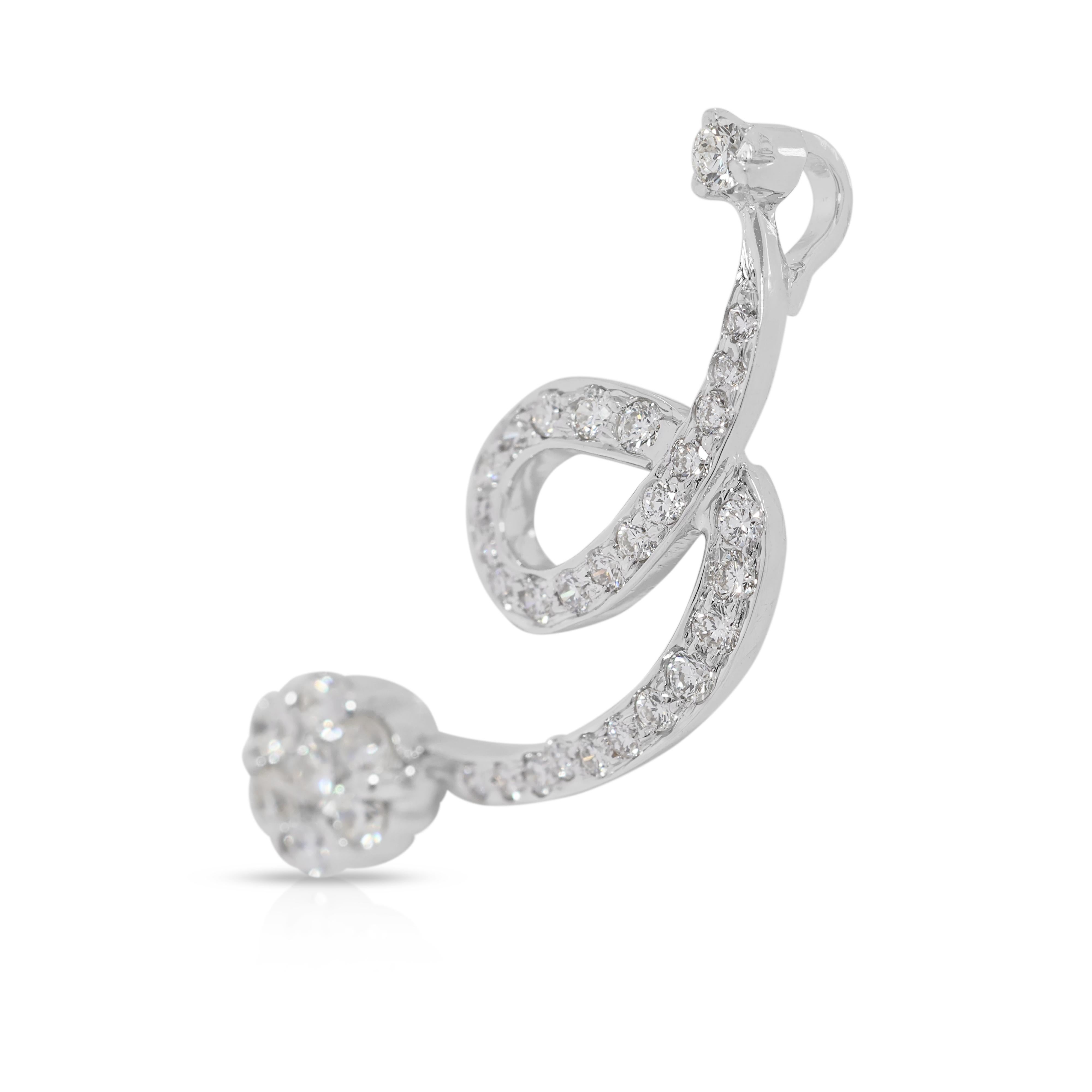Lujoso colgante de diamantes naturales de 0,52 ct en oro blanco de 18 quilates en Excelente estado para la venta en רמת גן, IL