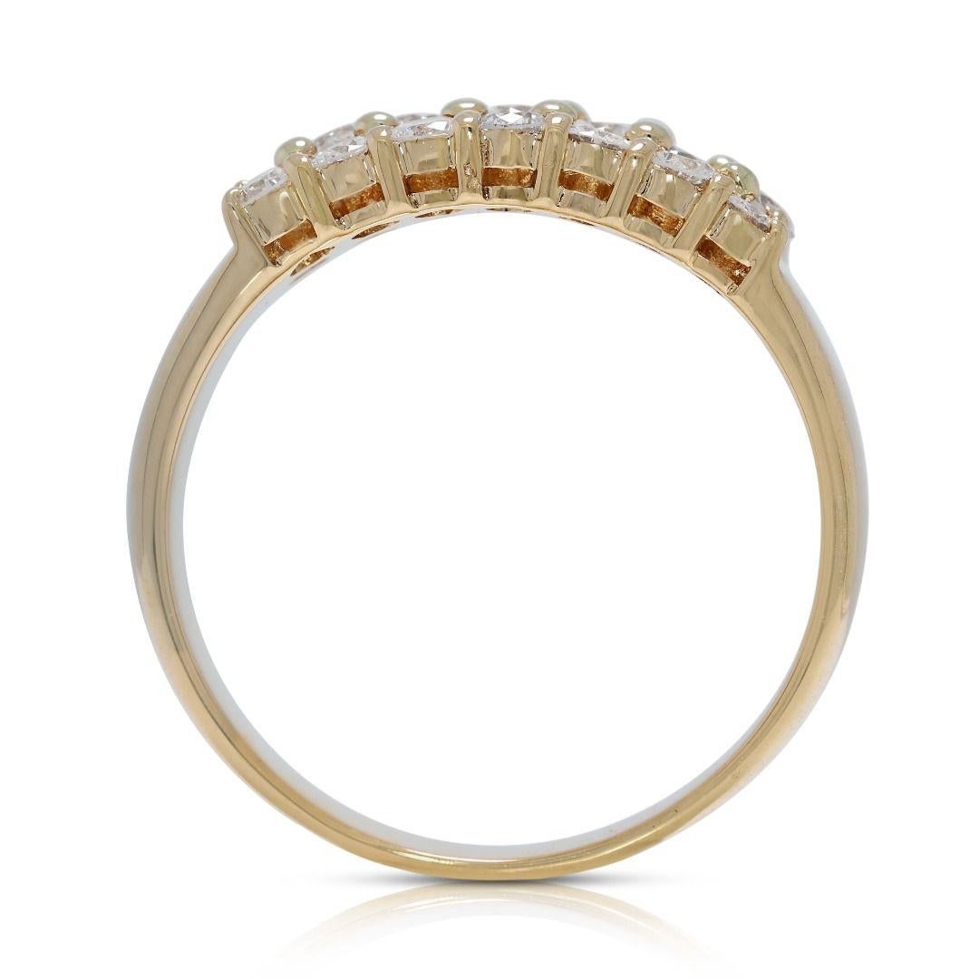 Luxueuse bague en or jaune 18 carats avec diamant naturel de 0,59 carat en vente 2