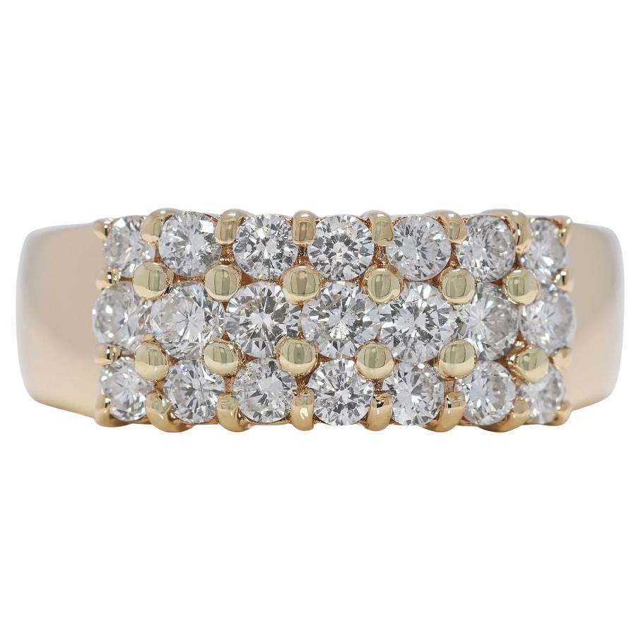Luxuriöser 0,59 Karat natürlicher Diamantring aus 18 Karat Gelbgold mit Diamanten