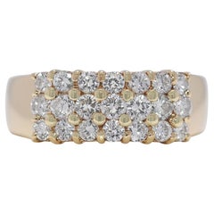 Luxuriöser 0,59 Karat natürlicher Diamantring aus 18 Karat Gelbgold mit Diamanten