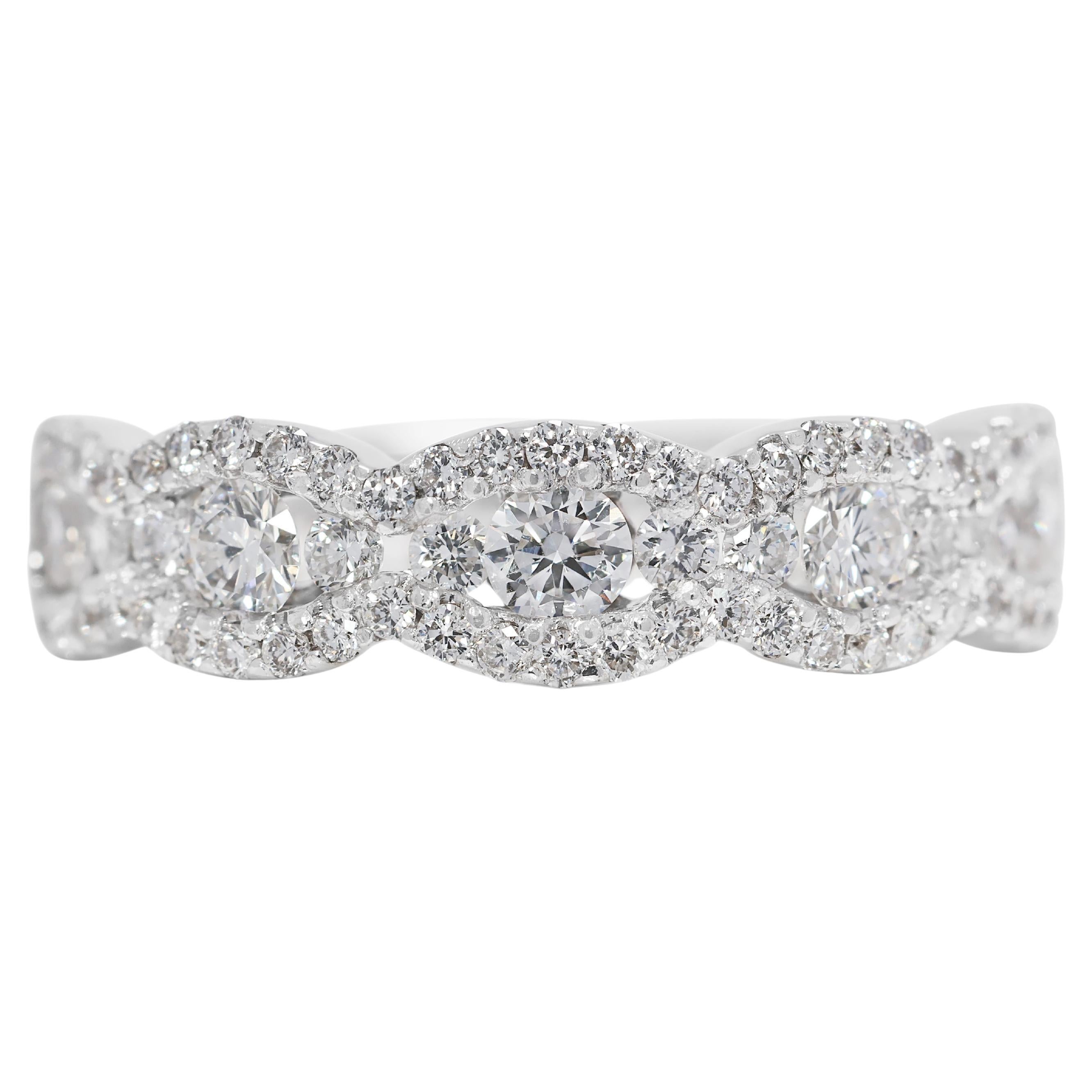 Luxurious 0.65ct Natural Diamond Cluster Ring in 18K White Gold