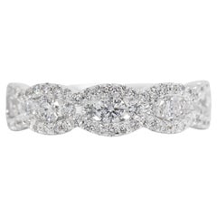 Luxurious 0.65ct Natural Diamond Cluster Ring in 18K White Gold