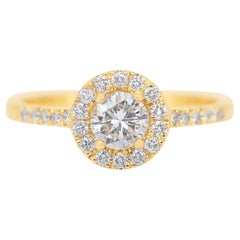 Luxurious 0.70ct Diamonds Pave Ring in 14k Yellow Gold - IGI Certified