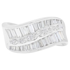 Luxurious 0.82ct Natural Diamond Wave Band in 18K White Gold