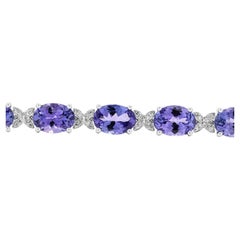 Luxurious 10.92ct Tanzanite and Diamond Bracelet in 18K White Gold