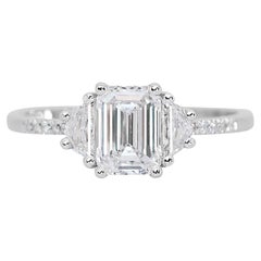 Luxurious 1.20ct Diamond 3-Stone Ring in 18k White Gold - GIA Certified