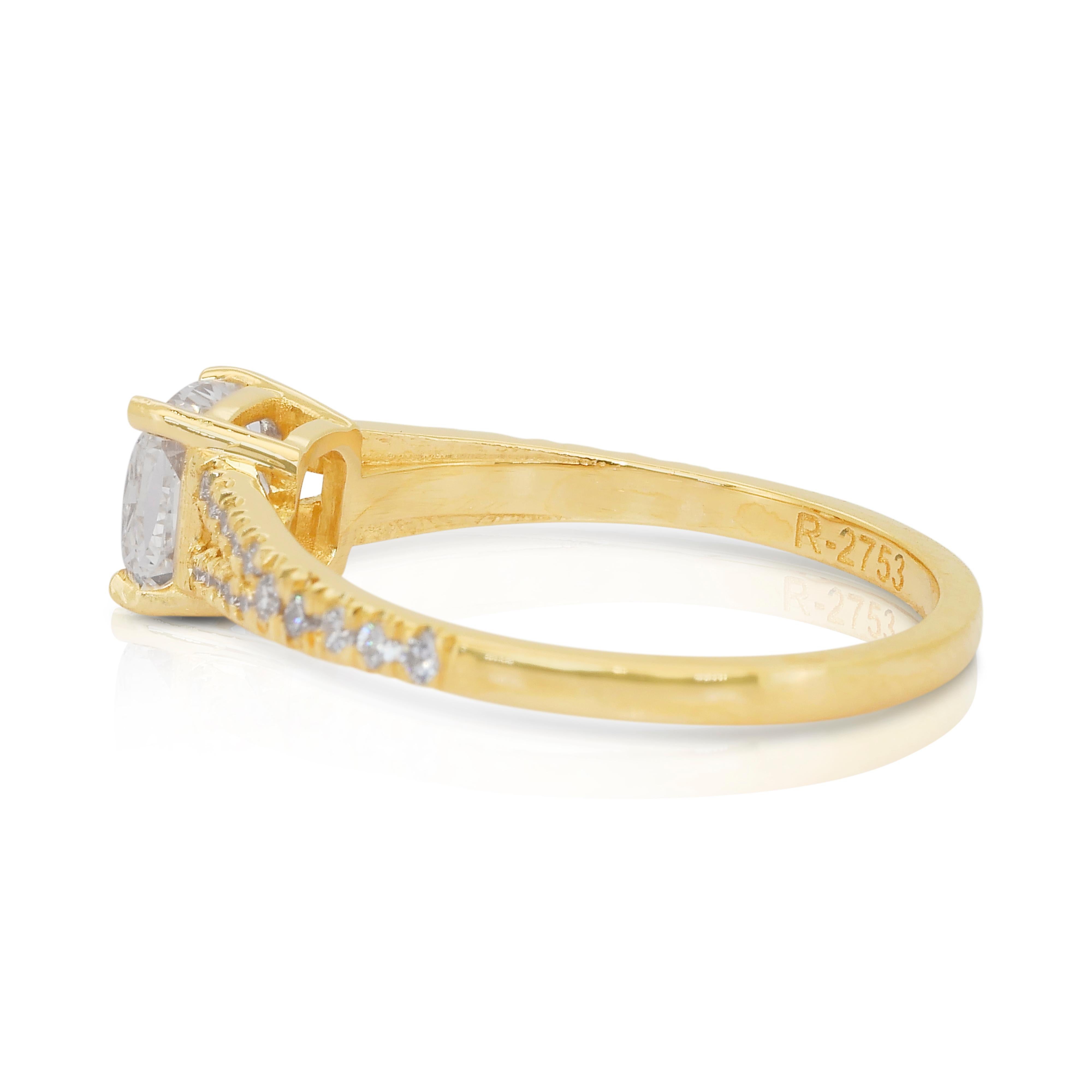 Women's Luxurious 1.22ct Diamonds Pave Ring in 18k Yellow Gold - IGI Certified