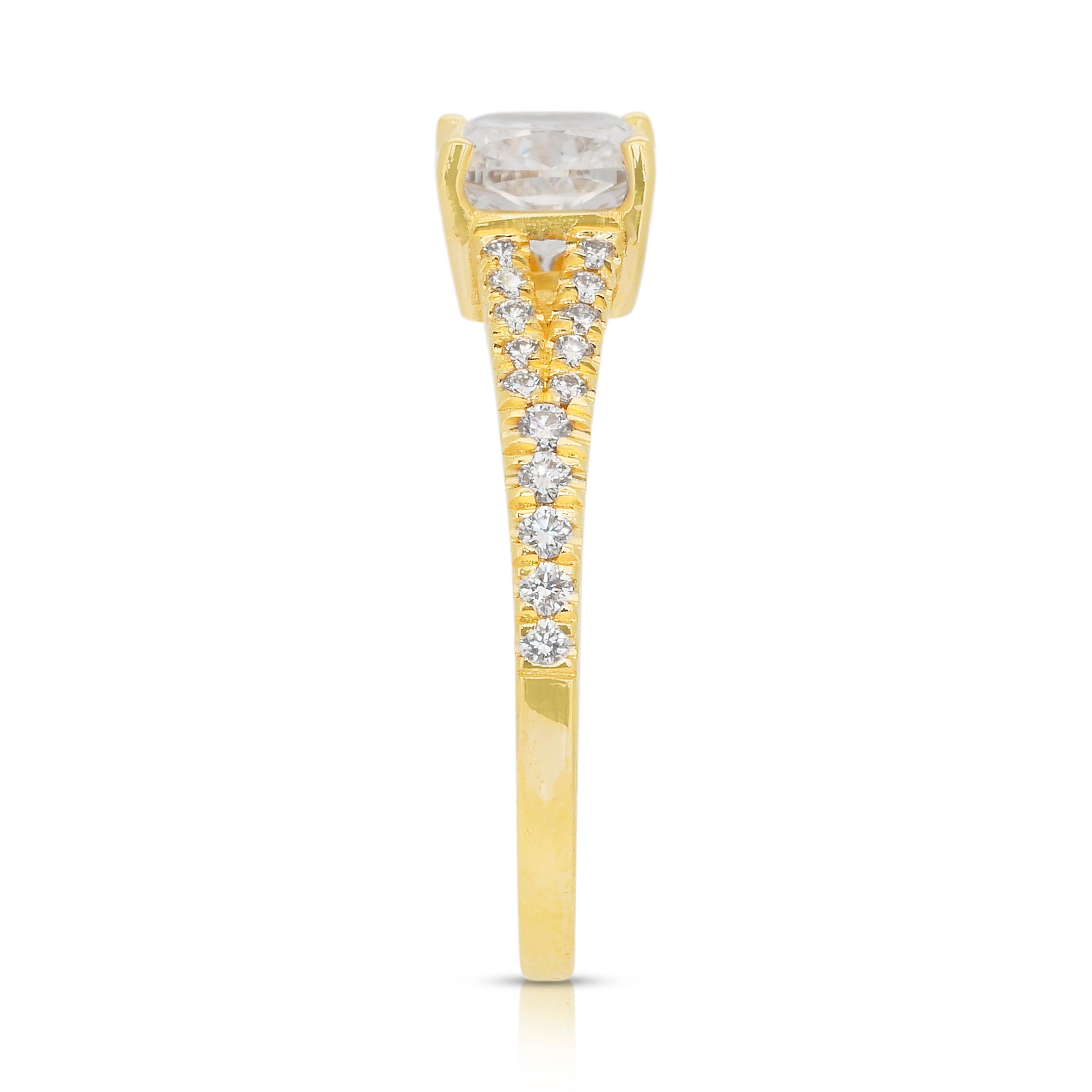 Luxurious 1.22ct Diamonds Pave Ring in 18k Yellow Gold - IGI Certified 2