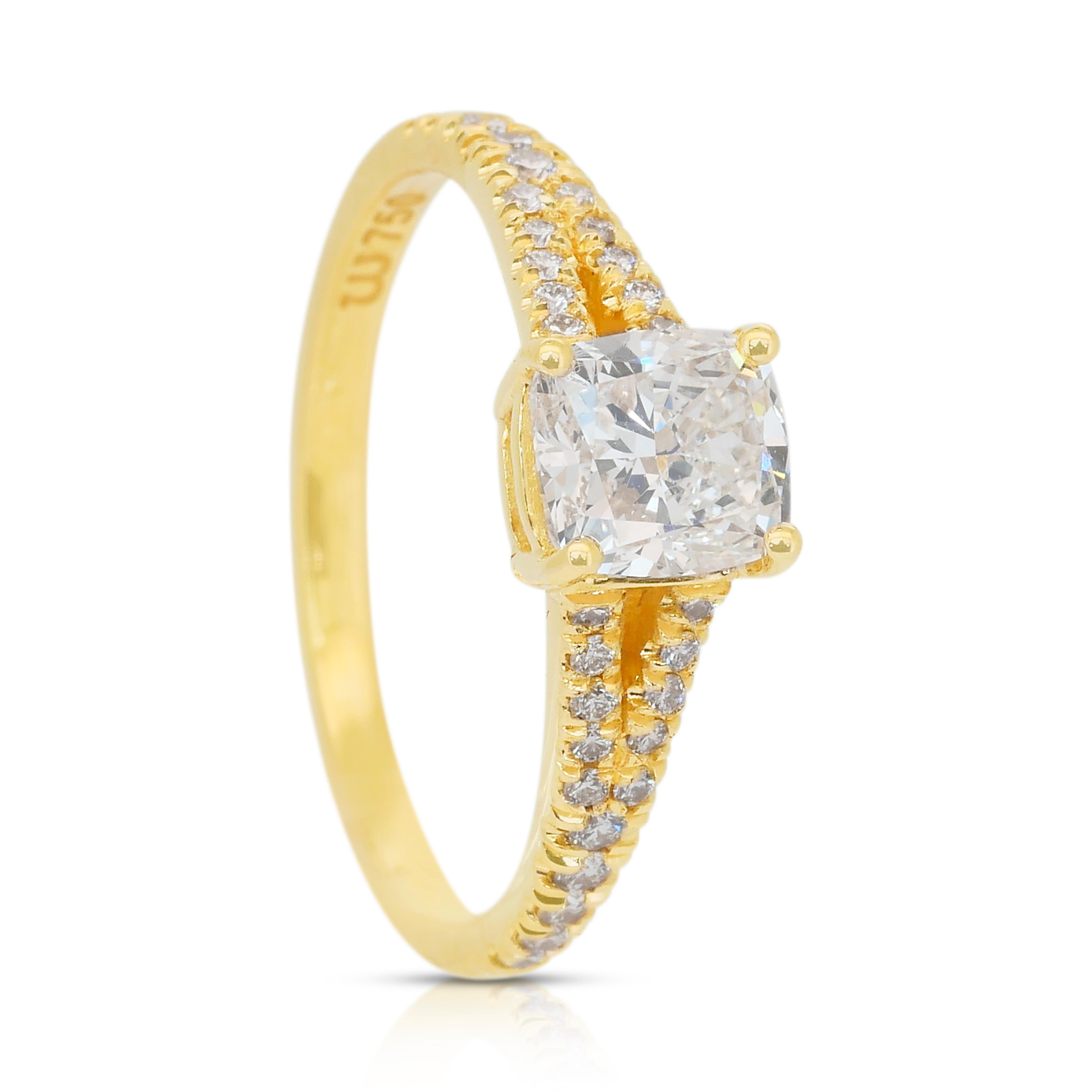 Luxurious 1.22ct Diamonds Pave Ring in 18k Yellow Gold - IGI Certified 3