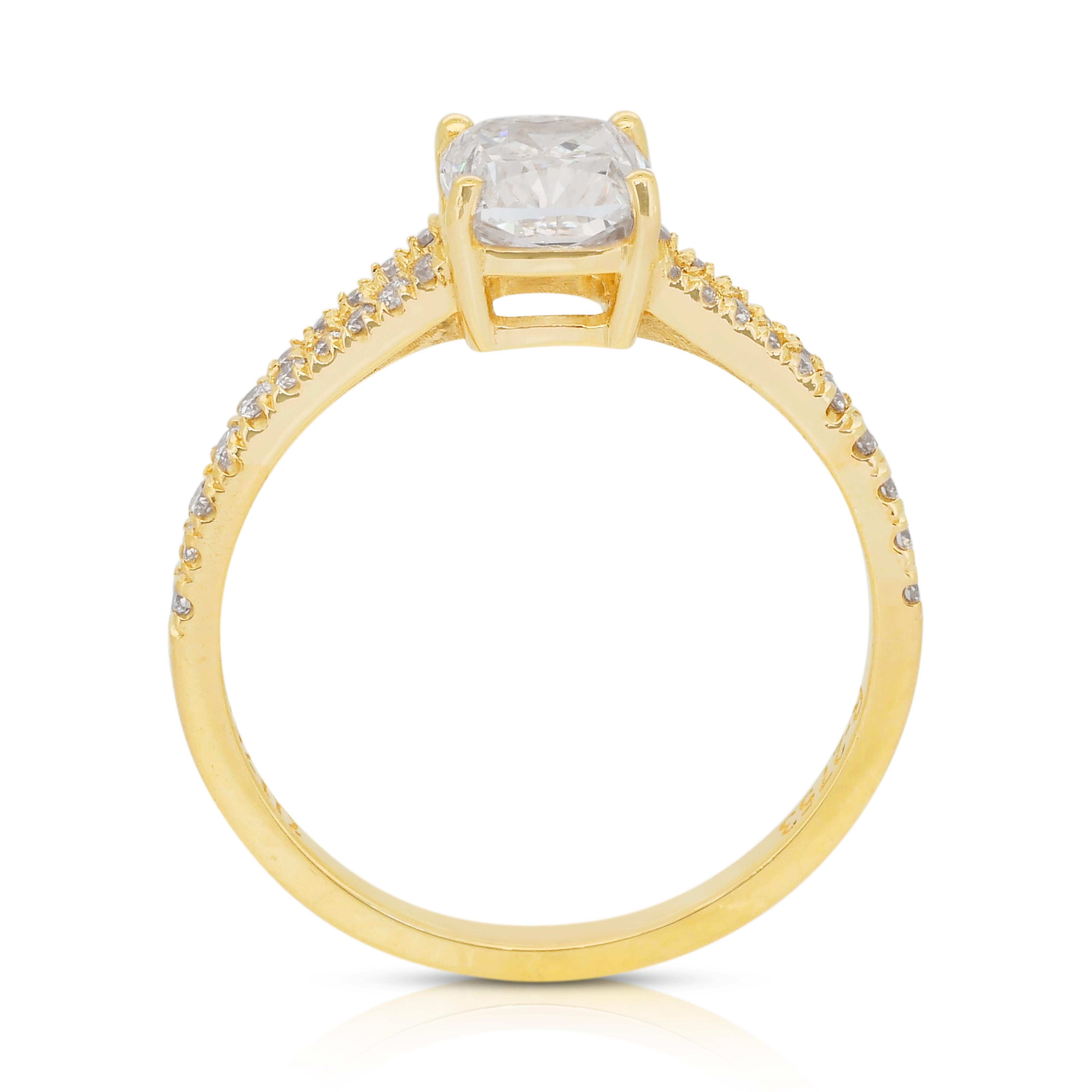 Luxurious 1.22ct Diamonds Pave Ring in 18k Yellow Gold - IGI Certified 4