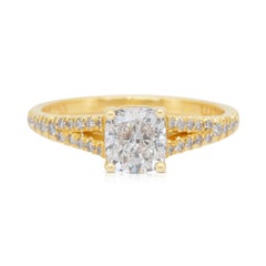 Luxurious 1.22ct Diamonds Pave Ring in 18k Yellow Gold - IGI Certified