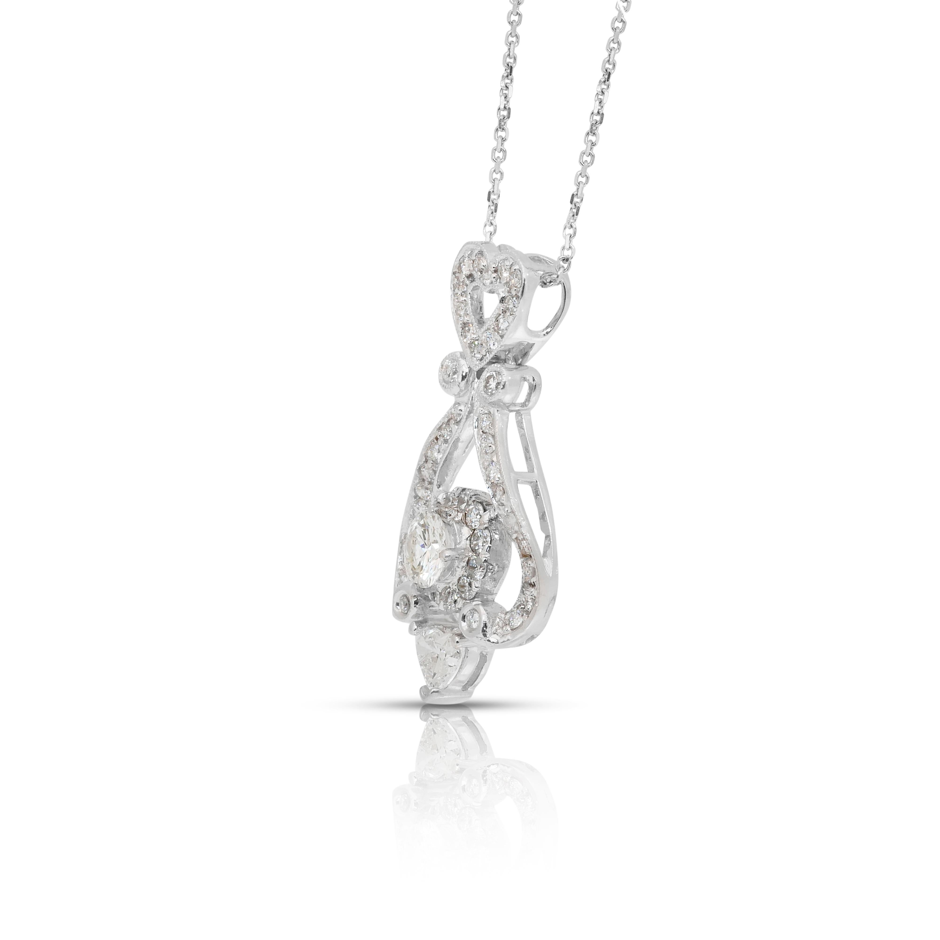 Luxueux collier avec pendentif en or blanc 18 carats et diamants de 1,23 carats Neuf - En vente à רמת גן, IL