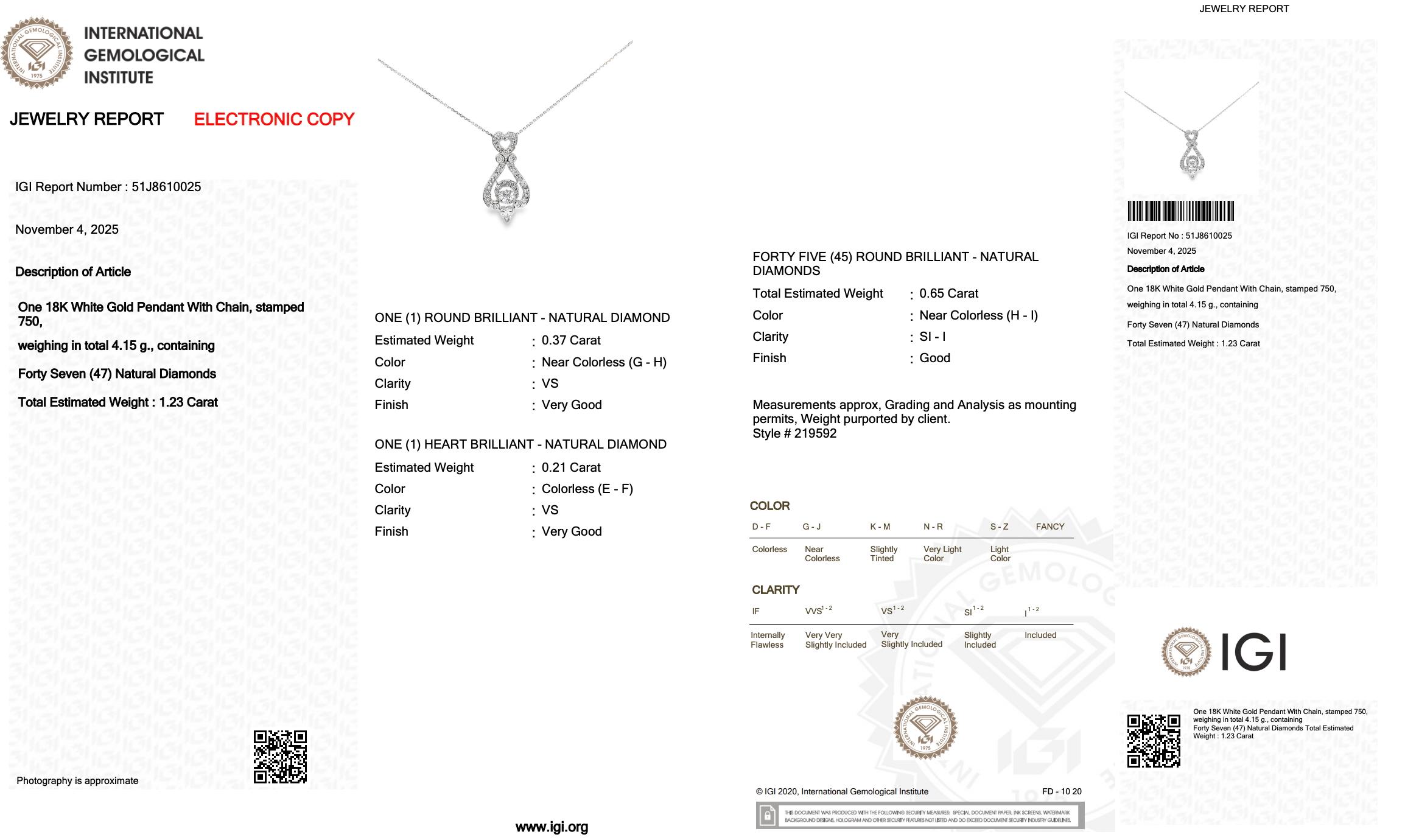 Luxueux collier avec pendentif en or blanc 18 carats et diamants de 1,23 carats Pour femmes en vente