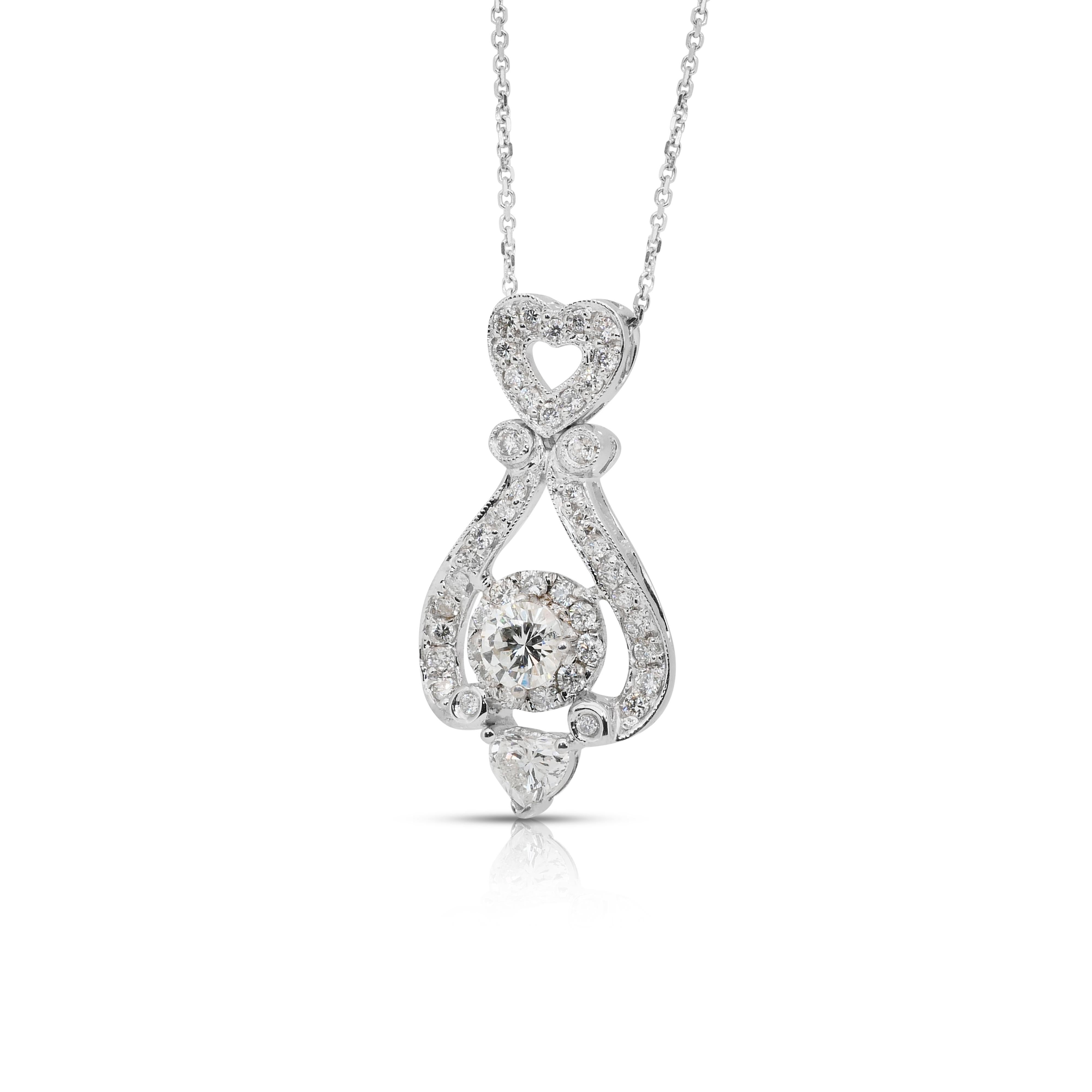 Luxueux collier avec pendentif en or blanc 18 carats et diamants de 1,23 carats en vente 1