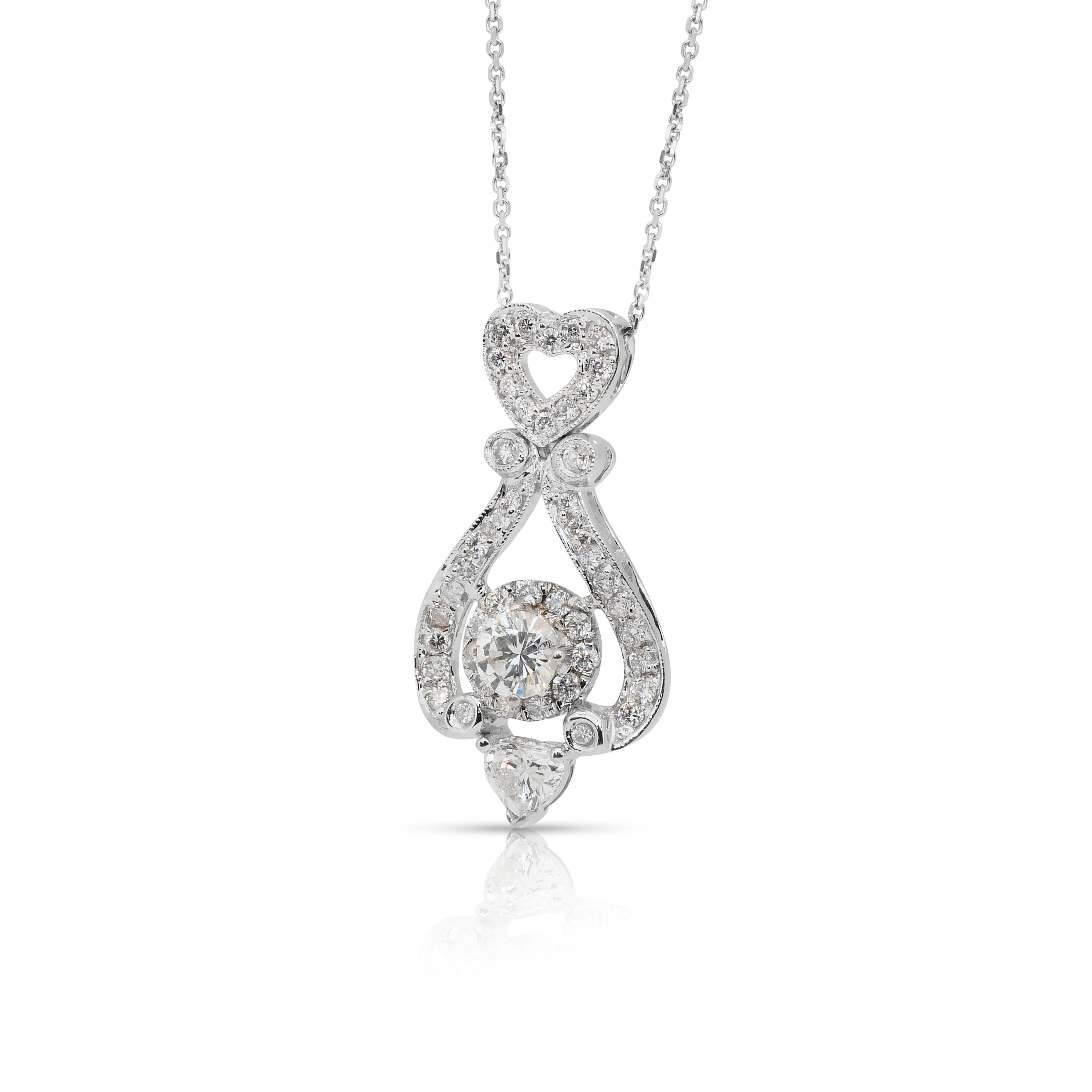 Luxueux collier avec pendentif en or blanc 18 carats et diamants de 1,23 carats en vente 2
