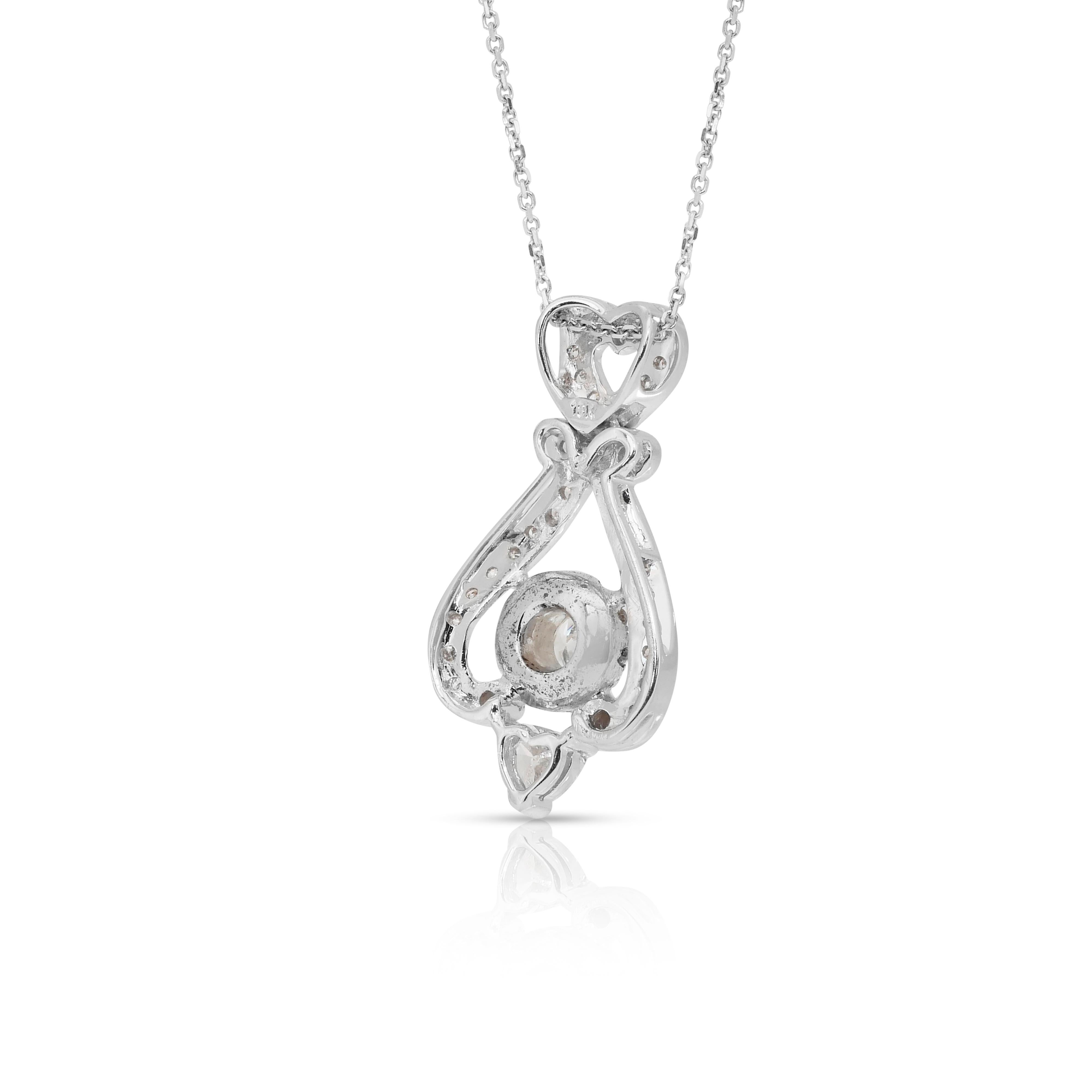 Luxueux collier avec pendentif en or blanc 18 carats et diamants de 1,23 carats en vente 3