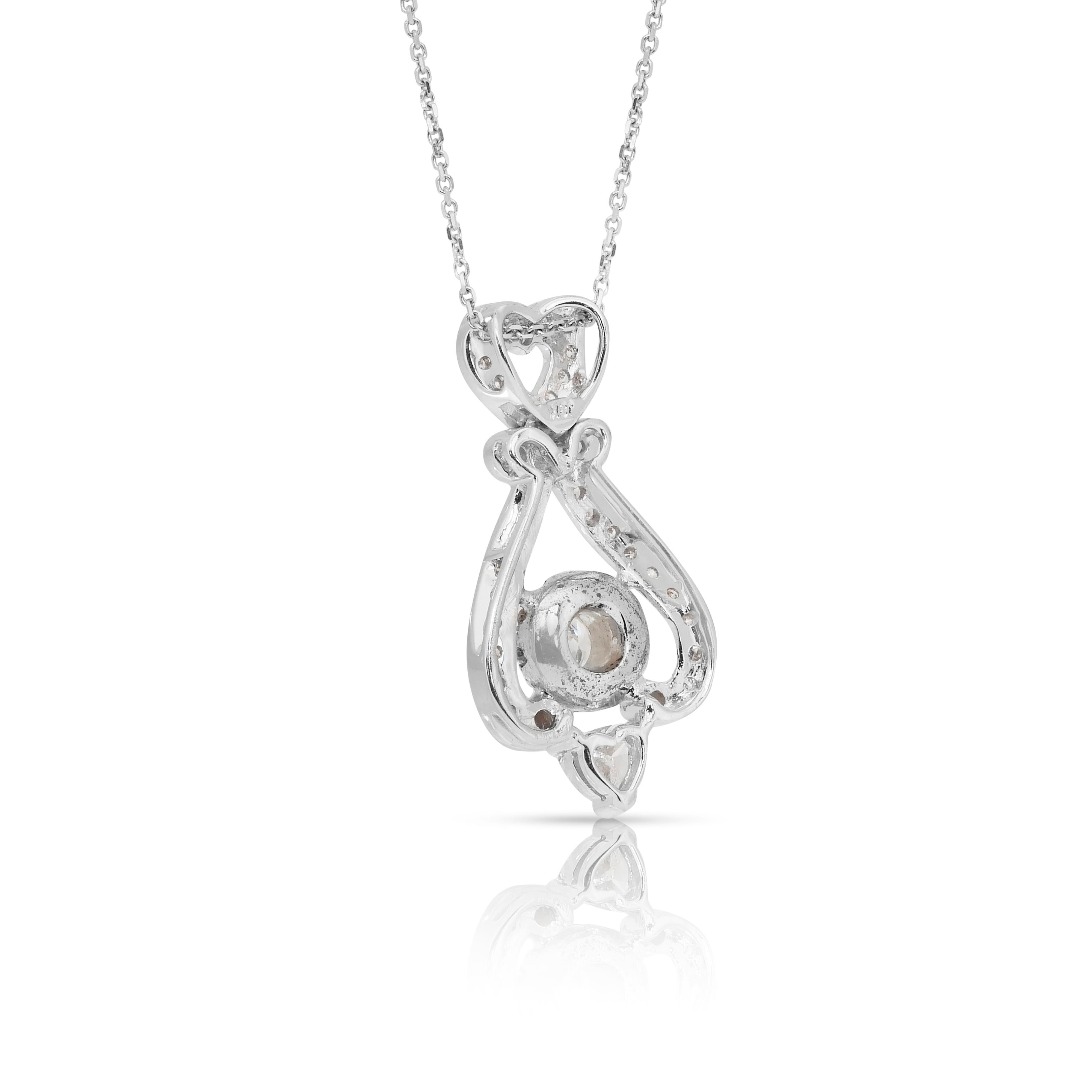 Luxueux collier avec pendentif en or blanc 18 carats et diamants de 1,23 carats en vente 4