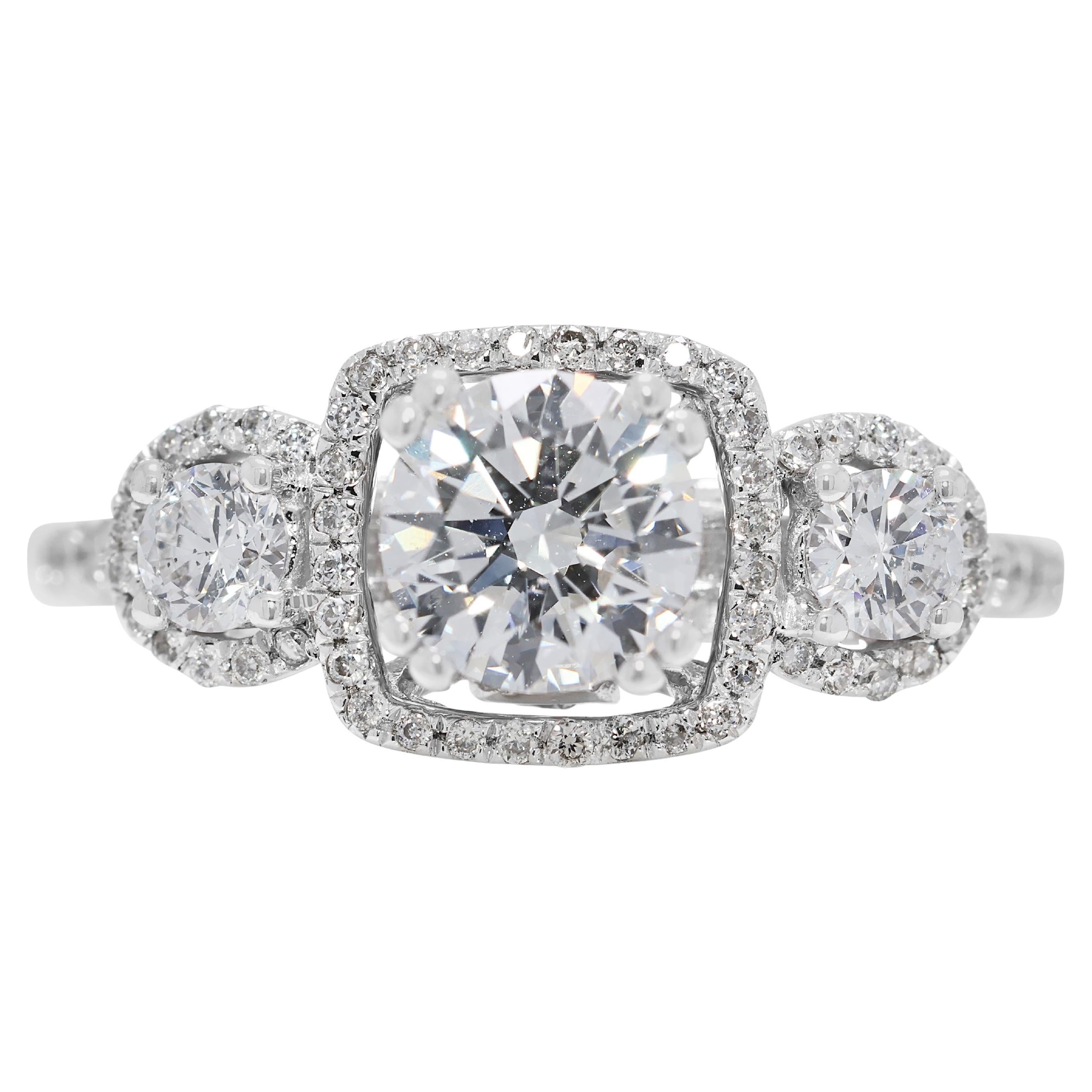 Luxurious 1.28ct Natural Diamond Ring in 18K White Gold